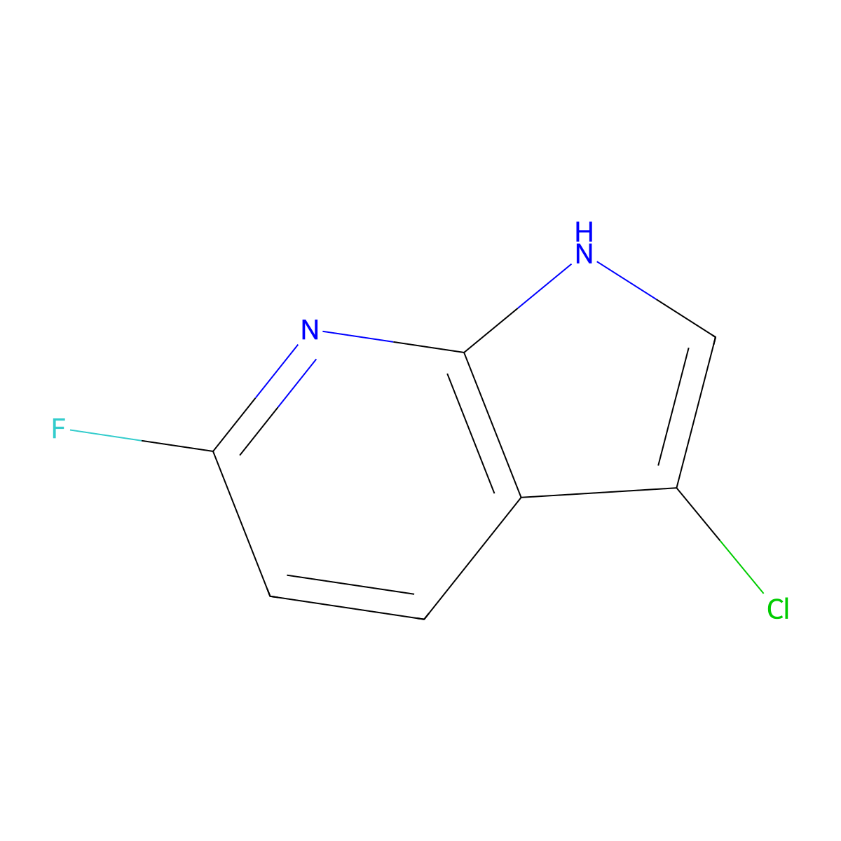 3-chloro-6-fluoro-1H-pyrrolo[2,3-b]pyridine molecular structure, CAS 1190322-84-9