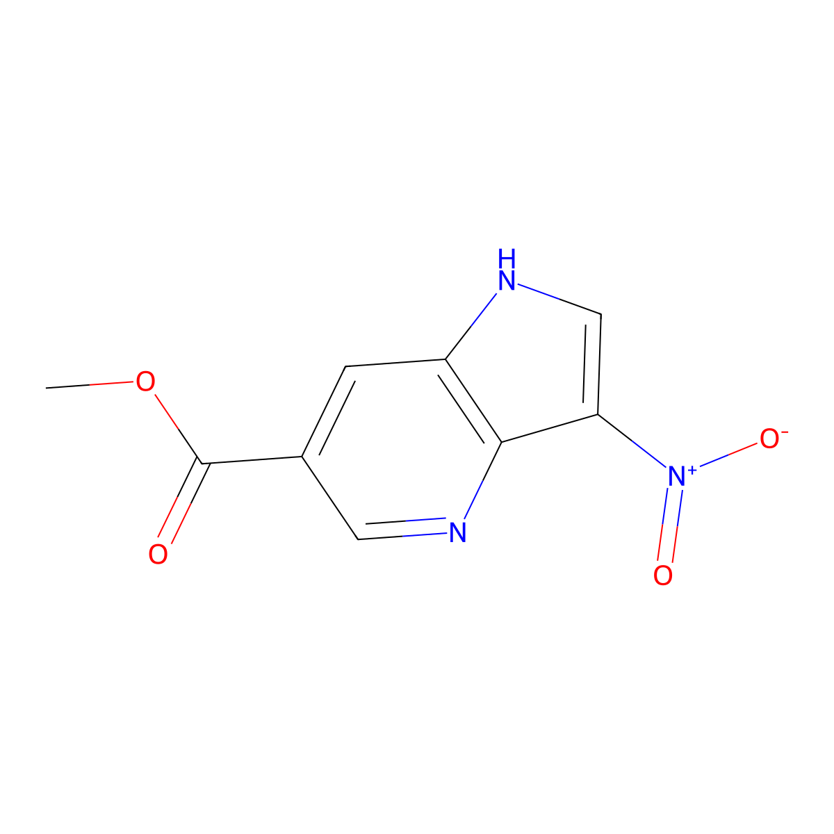 methyl 3-nitro-1H-pyrrolo[3,2-b]pyridine-6-carboxylate molecular structure, CAS 1190322-85-0