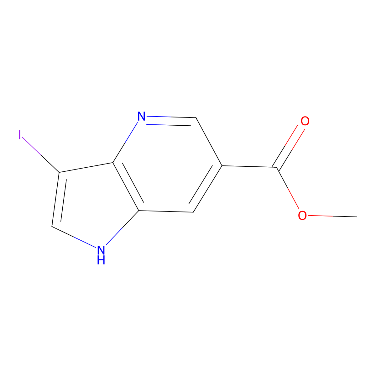 methyl 3-iodo-1H-pyrrolo[3,2-b]pyridine-6-carboxylate molecular structure, CAS 1190322-88-3