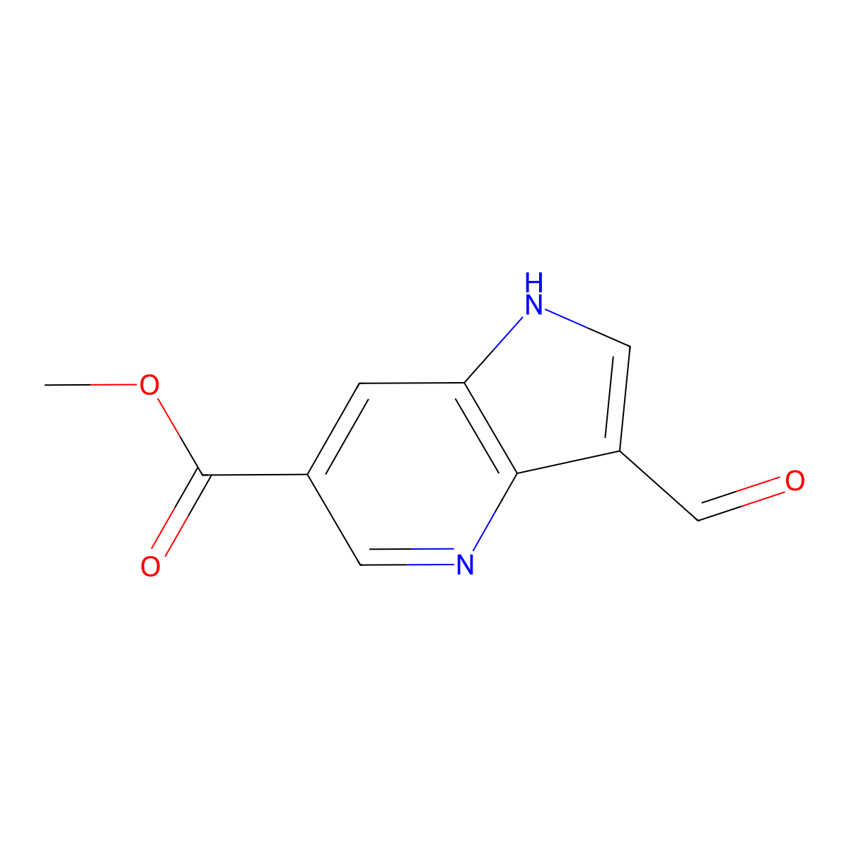 methyl 3-formyl-1H-pyrrolo[3,2-b]pyridine-6-carboxylate molecular structure, CAS 1190322-90-7
