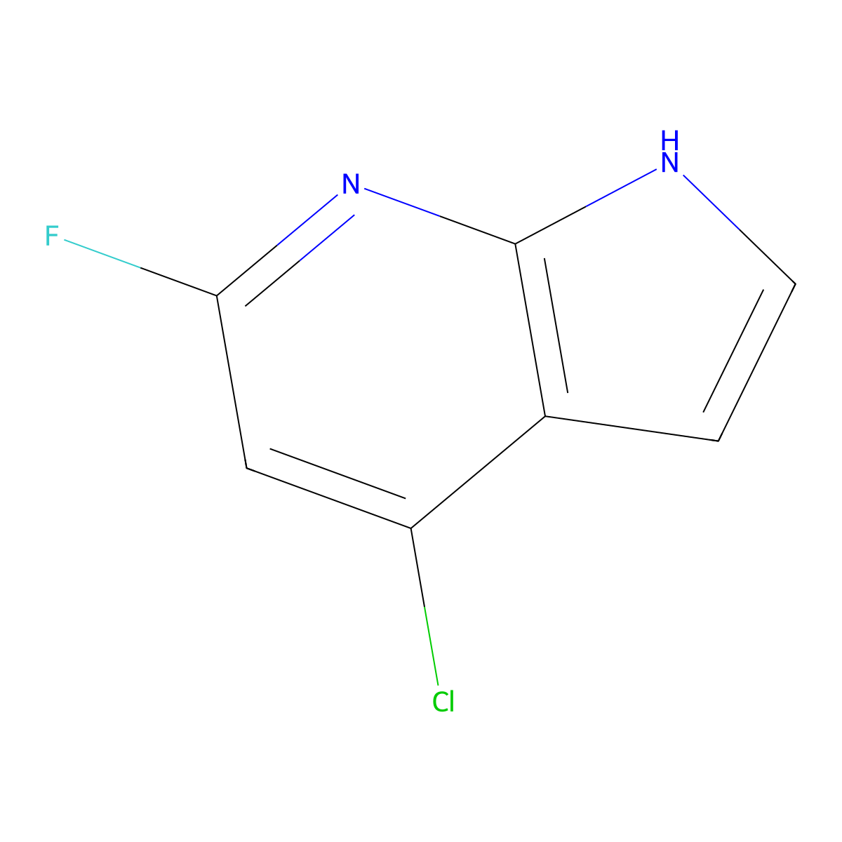 4-chloro-6-fluoro-1H-pyrrolo[2,3-b]pyridine molecular structure, CAS 1190322-91-8
