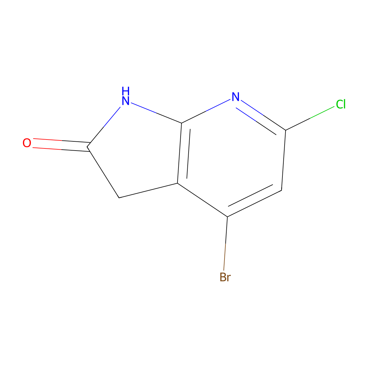 4-Bromo-6-chloro-1H,2H,3H-pyrrolo[2,3-b]pyridin-2-one molecular structure, CAS 1190322-92-9