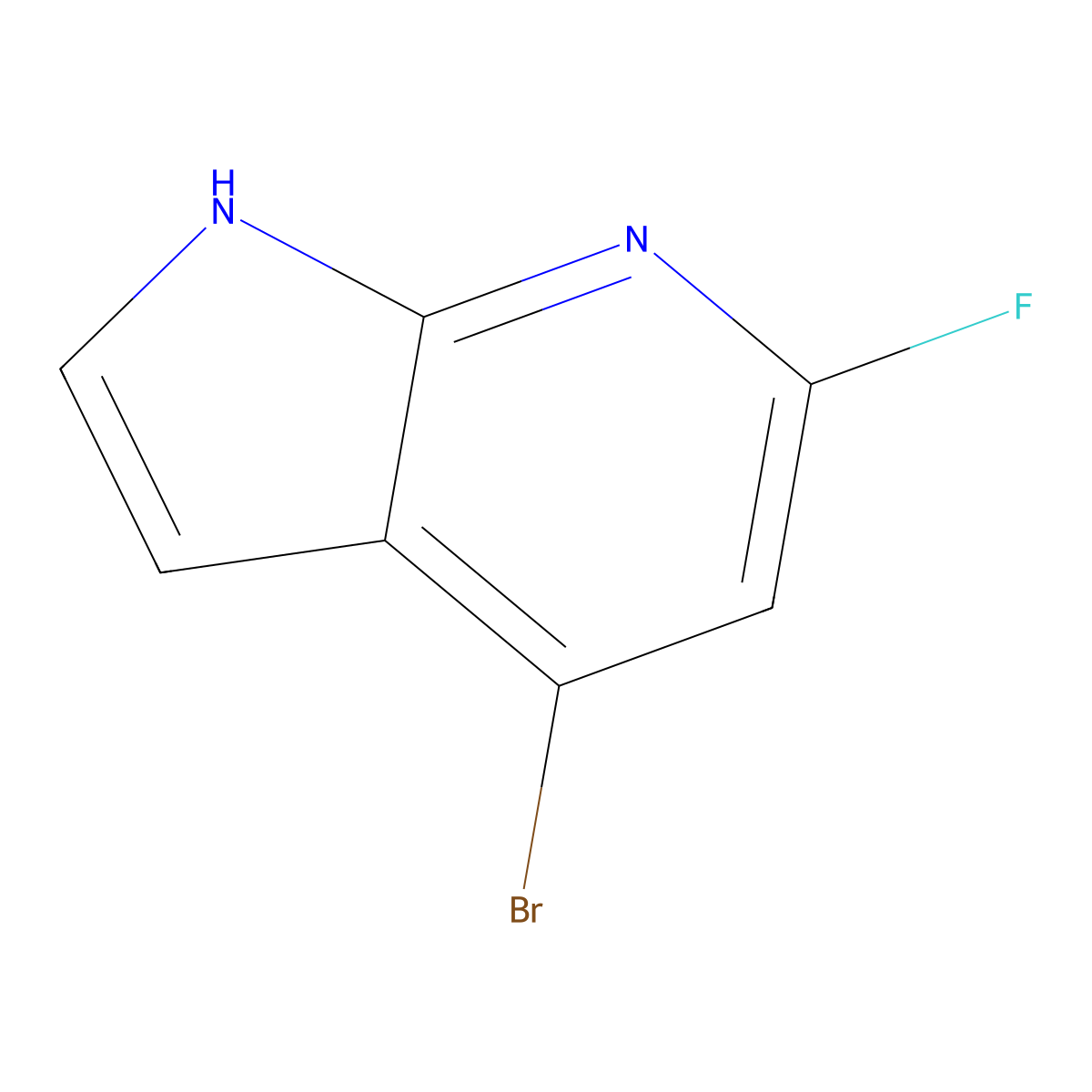 4-bromo-6-fluoro-1H-pyrrolo[2,3-b]pyridine molecular structure, CAS 1190322-93-0