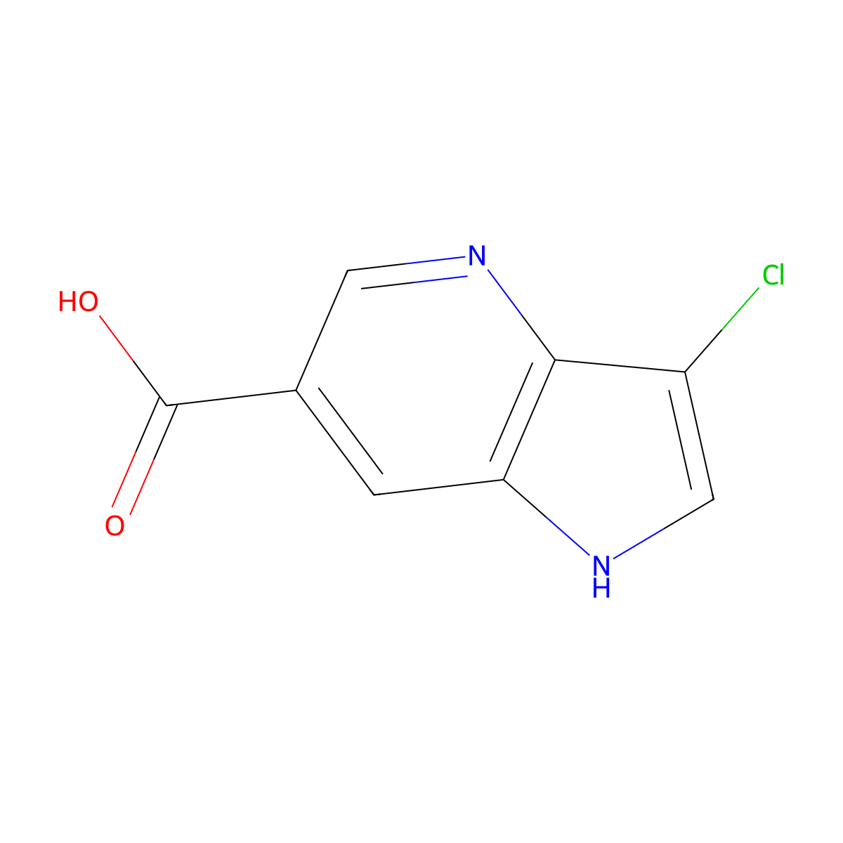 3-chloro-1H-pyrrolo[3,2-b]pyridine-6-carboxylic acid molecular structure, CAS 1190322-95-2