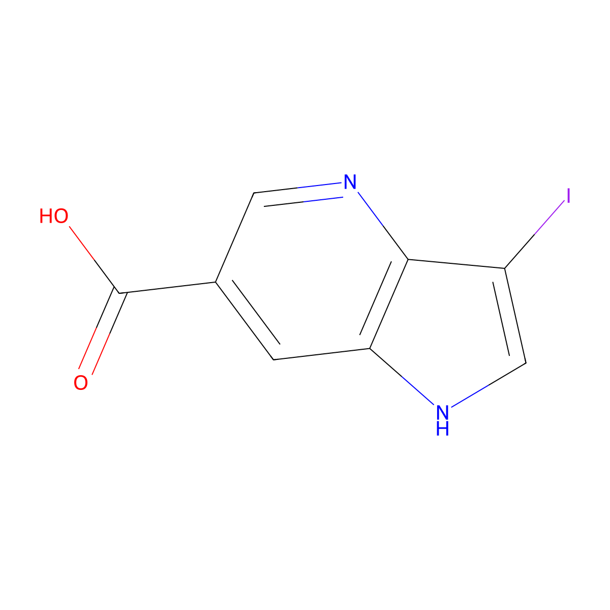 3-iodo-1H-pyrrolo[3,2-b]pyridine-6-carboxylic acid molecular structure, CAS 1190322-96-3
