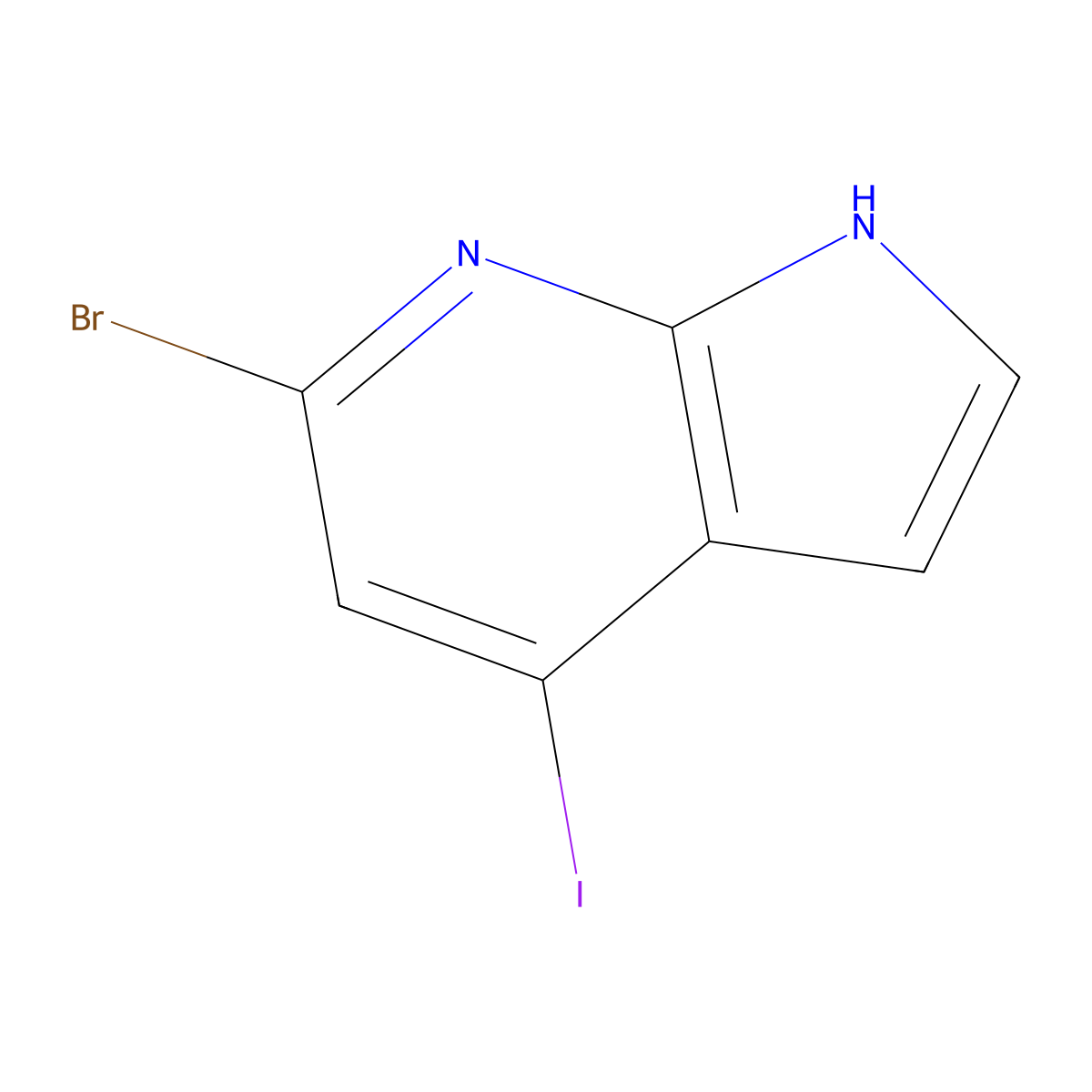 6-bromo-4-iodo-1H-pyrrolo[2,3-b]pyridine molecular structure, CAS 1190322-97-4