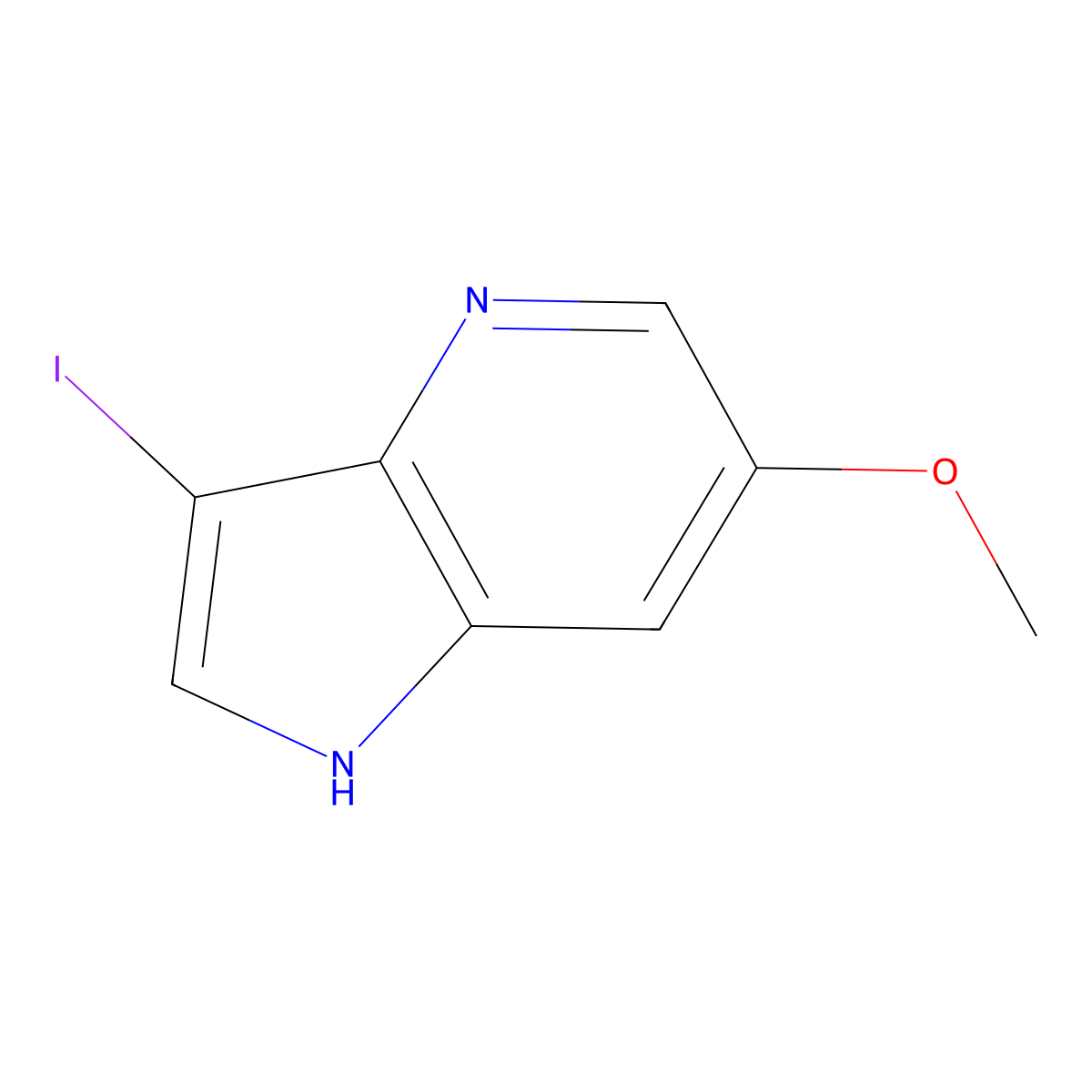 3-iodo-6-methoxy-1H-pyrrolo[3,2-b]pyridine molecular structure, CAS 1190323-03-5