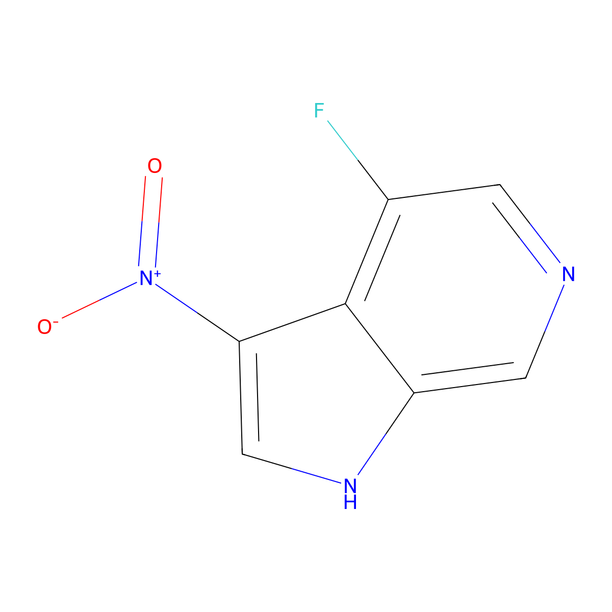 4-fluoro-3-nitro-1H-pyrrolo[2,3-c]pyridine molecular structure, CAS 1190323-04-6