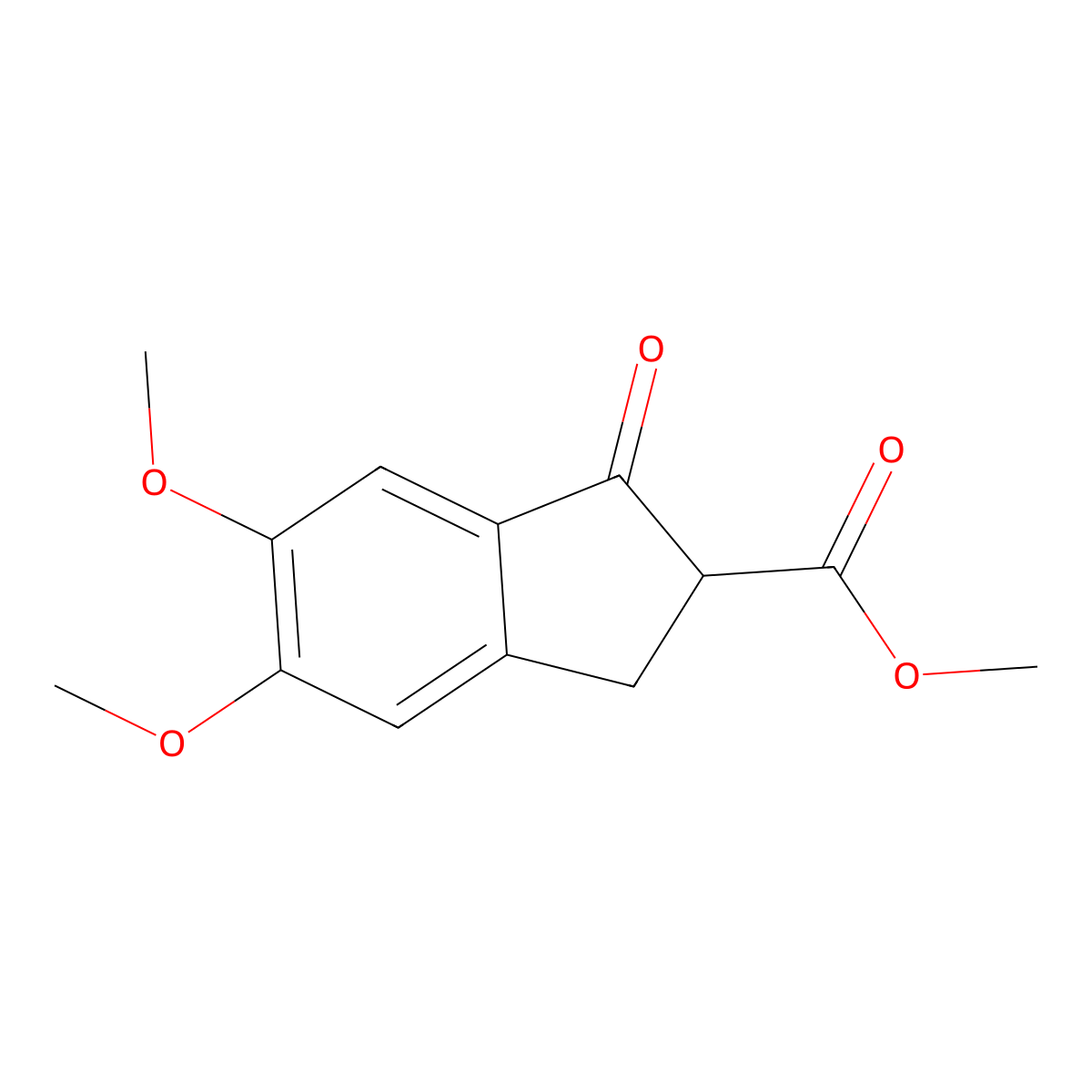 Methyl 5,6-dimethoxy-1-oxo-2,3-dihydro-1H-indene-2-carboxylate molecular structure, CAS 119035-03-9