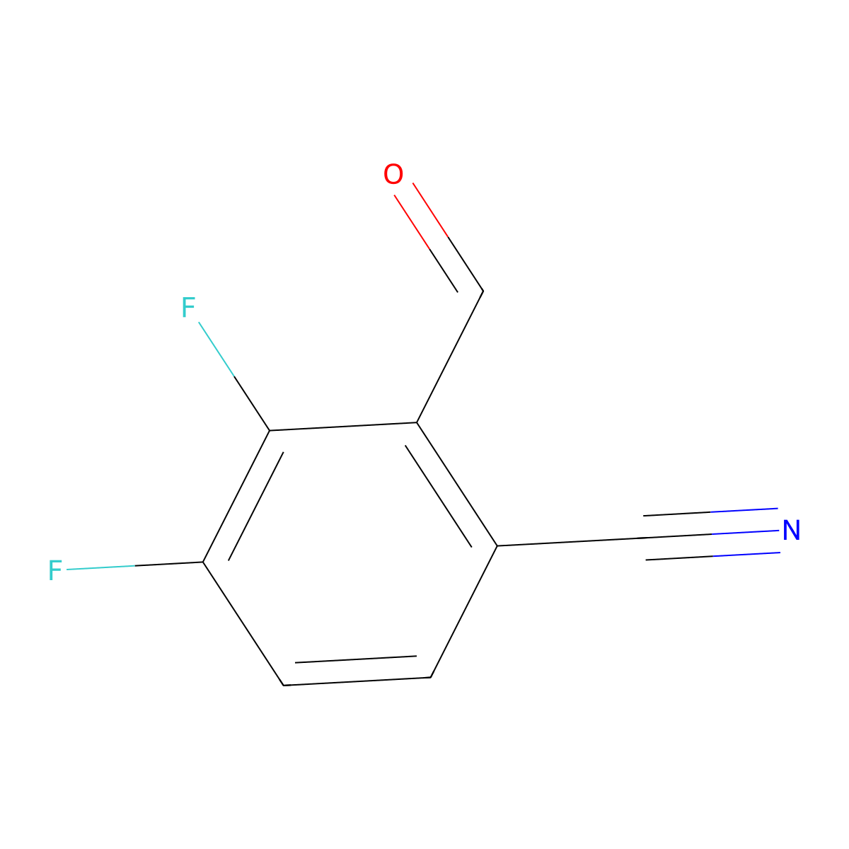 3,4-Difluoro-2-formylbenzonitrile molecular structure, CAS 1190369-37-9