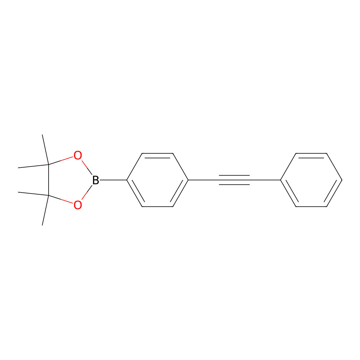 4,4,5,5-Tetramethyl-2-(4-phenylethynyl-phenyl)-[1,3,2]dioxaborolane molecular structure, CAS 1190376-20-5