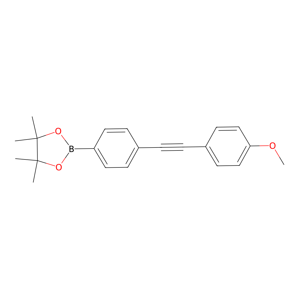 2-(4-(4-Methoxy-phenylethynyl)-phenyl)-4,4,5,5-tetramethyl-(1,3,2)dioxaborolane molecular structure, CAS 1190376-24-9