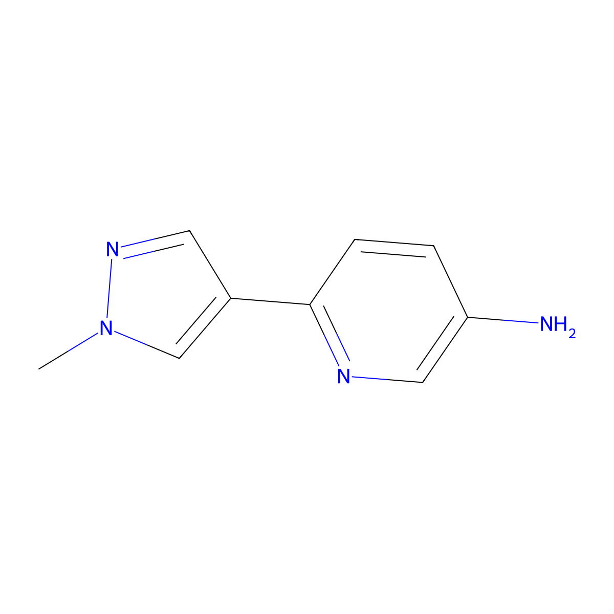 6-(1-methyl-1H-pyrazol-4-yl)pyridin-3-amine molecular structure, CAS 1190380-28-9