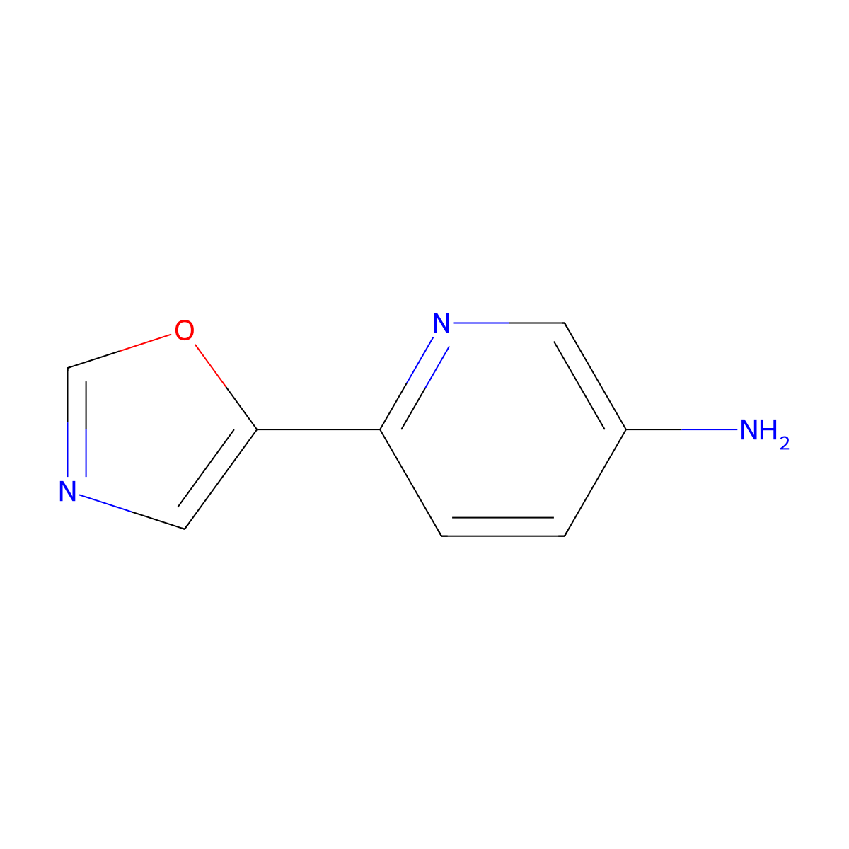 6-Oxazol-5-yl-pyridin-3-ylamine molecular structure, CAS 1190380-40-5