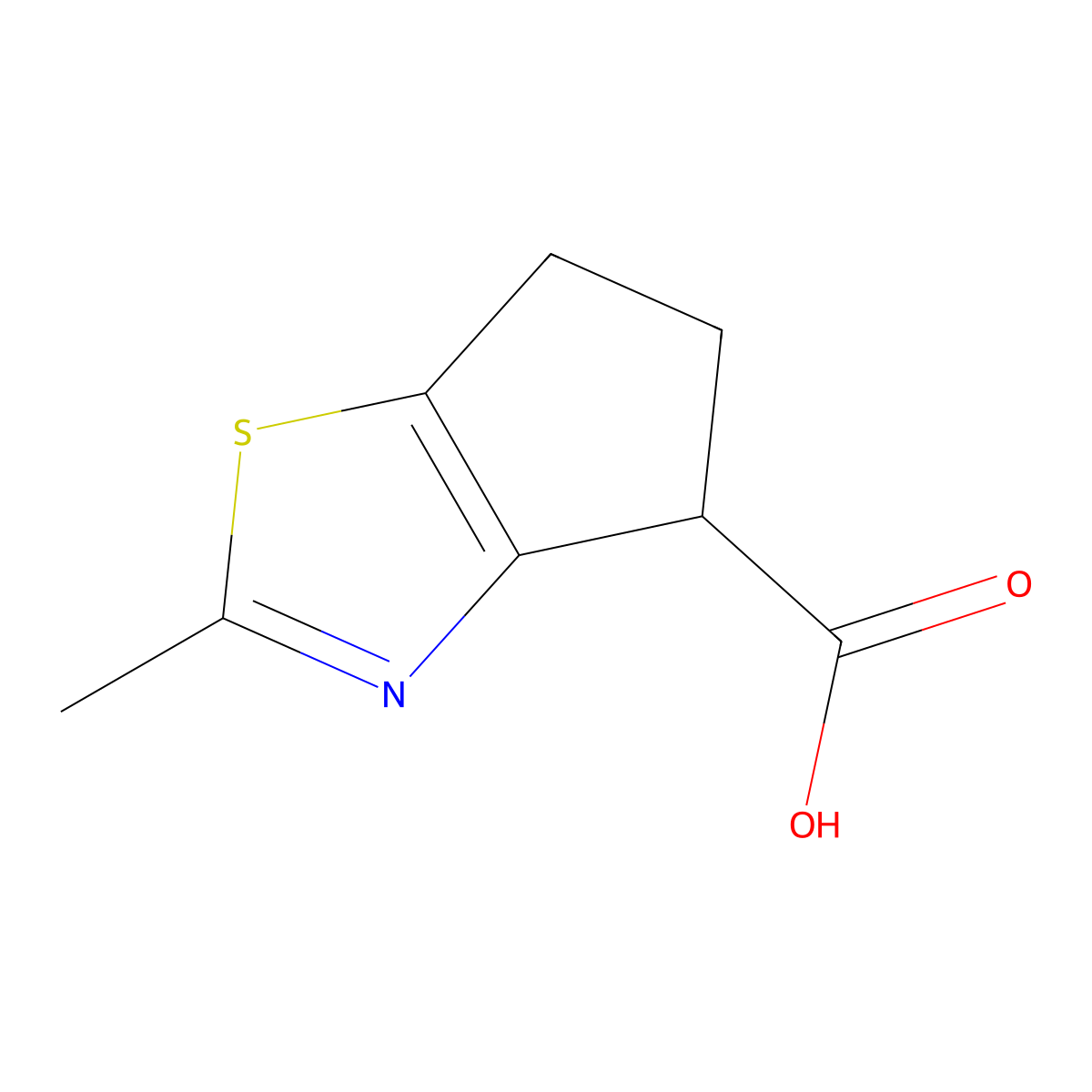 2-Methyl-5,6-dihydro-4H-cyclopenta[d]thiazole-4-carboxylic acid molecular structure, CAS 1190391-79-7