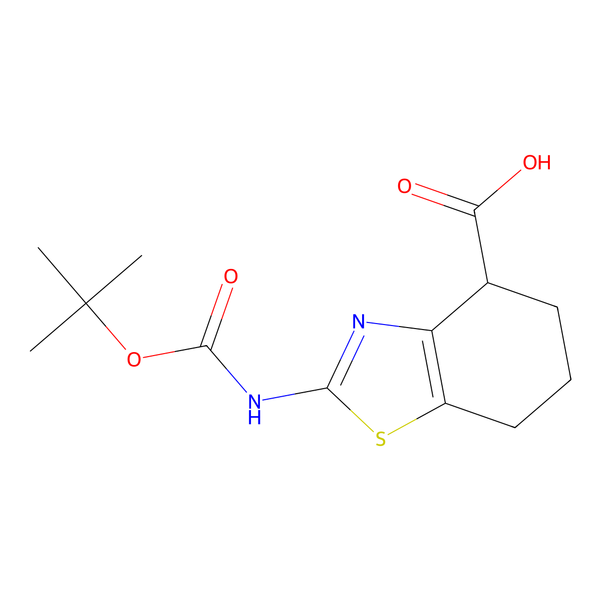 2-((tert-Butoxycarbonyl)amino)-4,5,6,7-tetrahydrobenzo[d]thiazole-4-carboxylic acid molecular structure, CAS 1190391-84-4