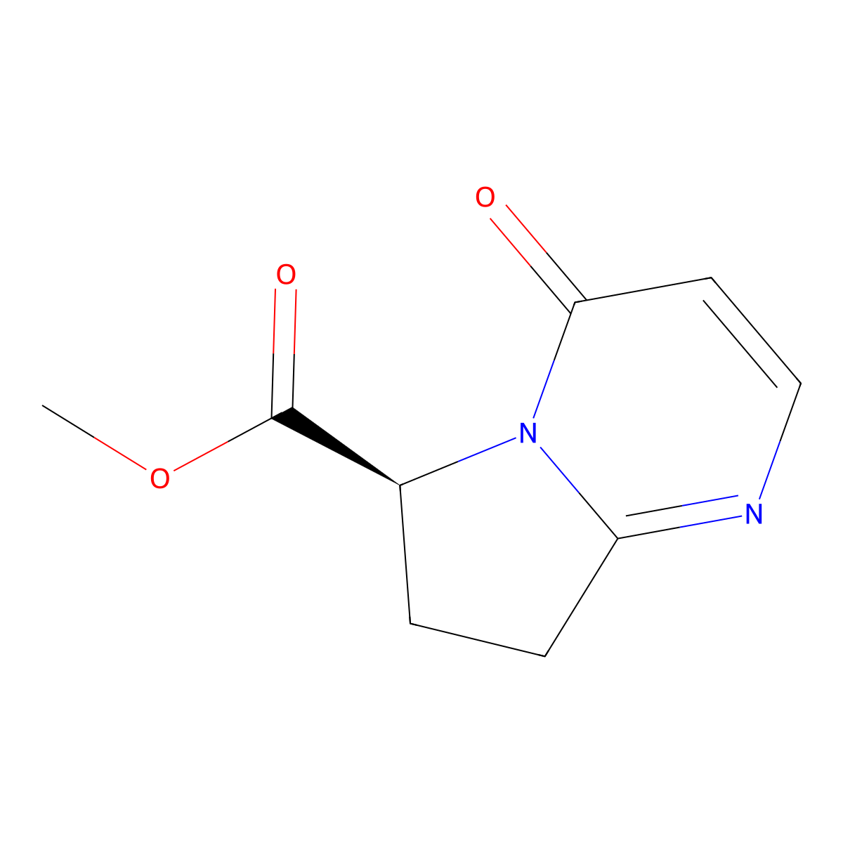 Methyl (6S)-4,6,7,8-tetrahydro-4-oxopyrrolo[1,2-a]pyrimidine-6-carboxylate molecular structure, CAS 1190392-23-4