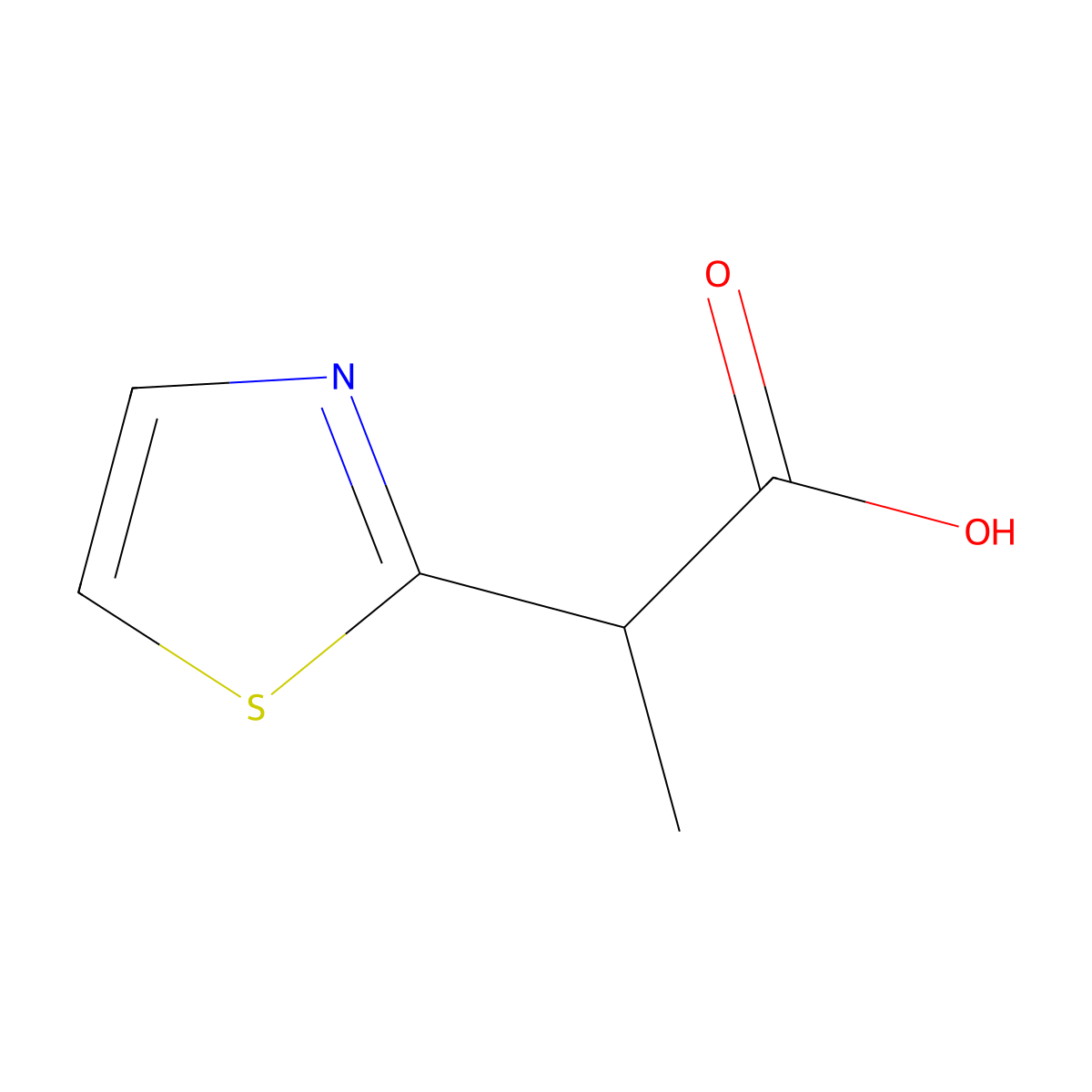 2-(1,3-Thiazol-2-yl)propanoic acid molecular structure, CAS 1190392-60-9