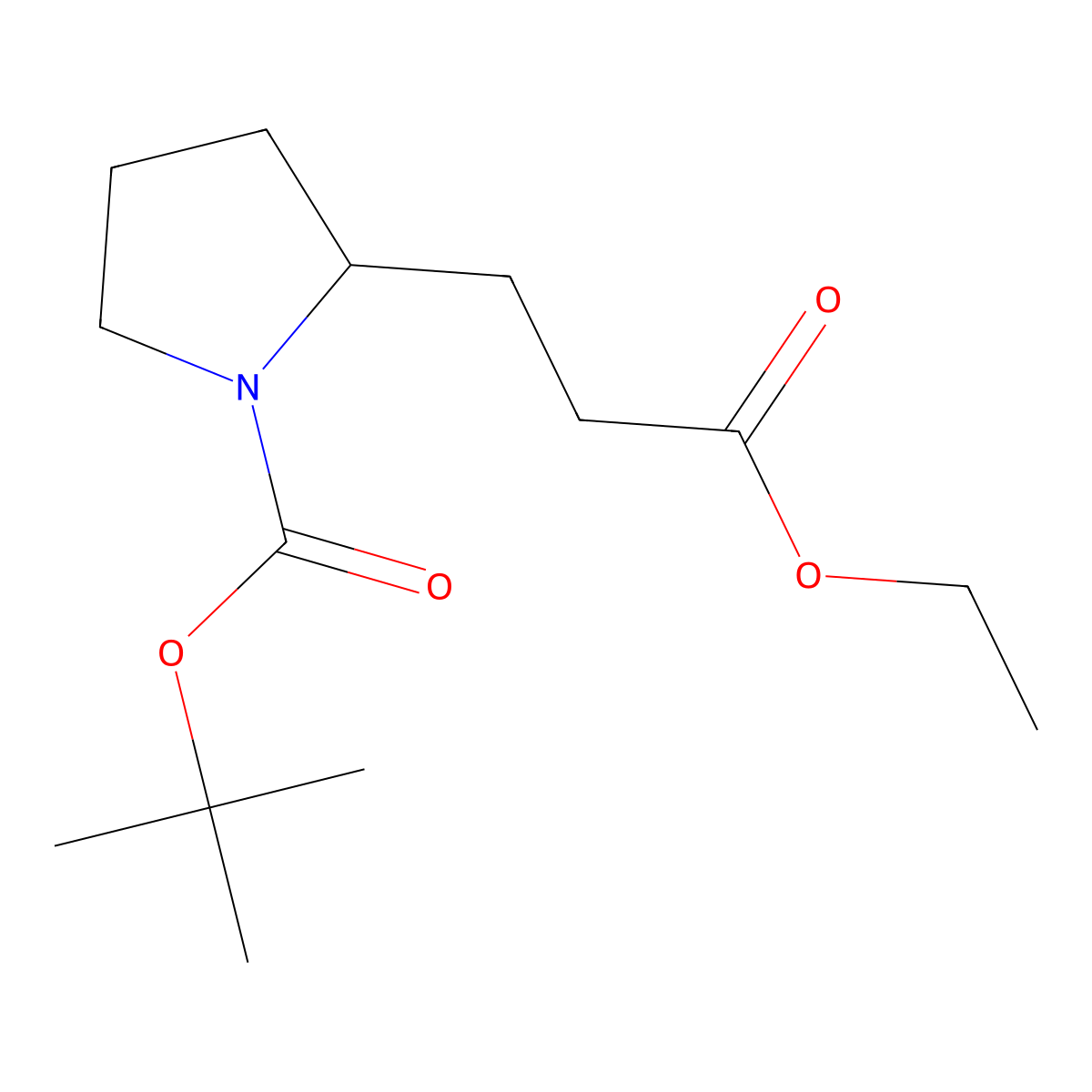 Tert-butyl 2-(3-ethoxy-3-oxopropyl)pyrrolidine-1-carboxylate molecular structure, CAS 1190441-64-5