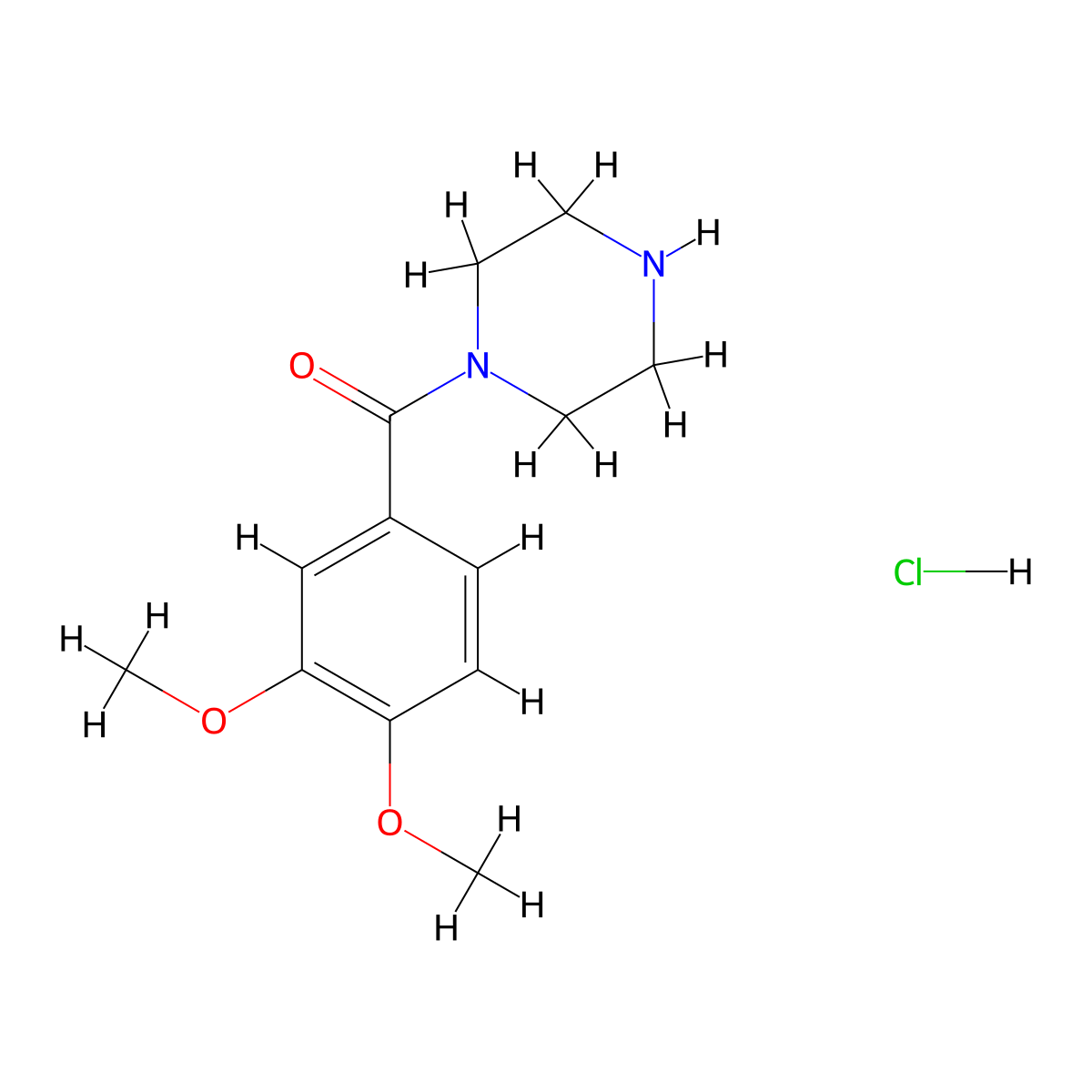 1-(3,4-Dimethoxybenzoyl)piperazine hydrochloride molecular structure, CAS 119049-61-5