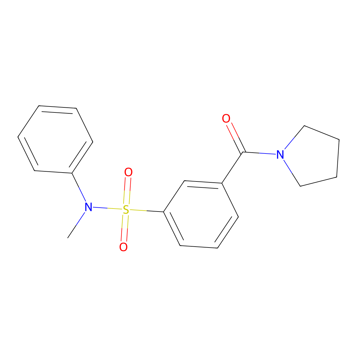 N-methyl-N-phenyl-3-(pyrrolidin-1-ylcarbonyl)benzenesulfonamide molecular structure, CAS 1190574-32-3
