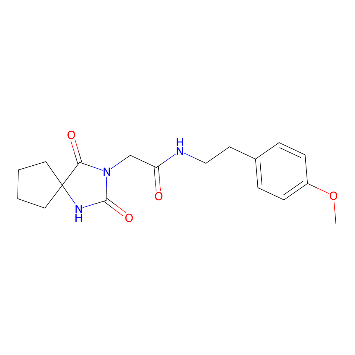 2-(2-hydroxy-4-oxo-1,3-diazaspiro[4.4]non-1-en-3-yl)-N-[2-(4-methoxyphenyl)ethyl]acetamide molecular structure, CAS 1190576-53-4