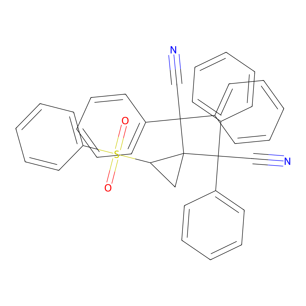 2,2'-[2-(Benzenesulfonyl)cyclopropane-1,1-diyl]bis(diphenylacetonitrile) molecular structure, CAS 119060-45-6