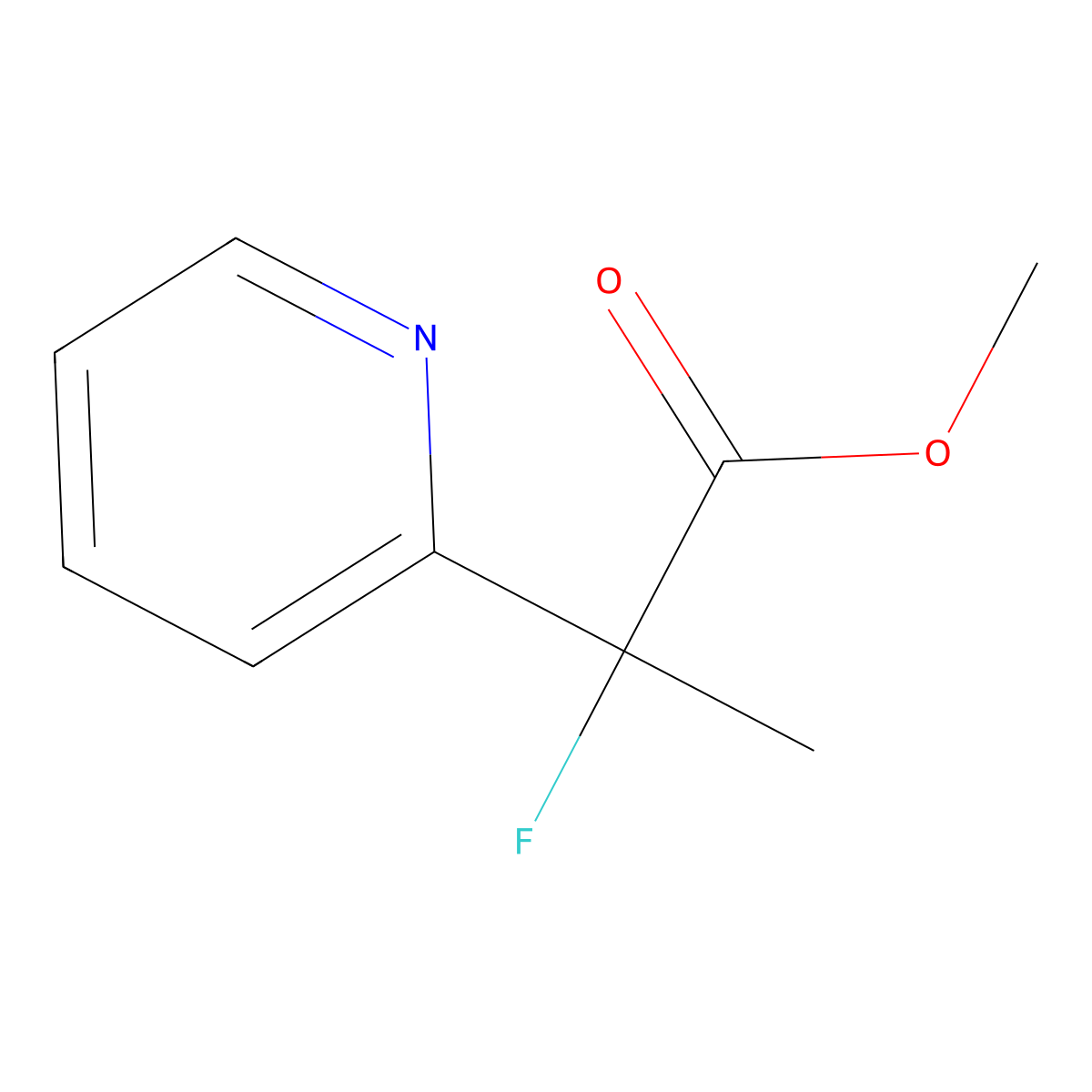 Methyl 2-fluoro-2-pyridin-2-ylpropanoate molecular structure, CAS 1190615-19-0