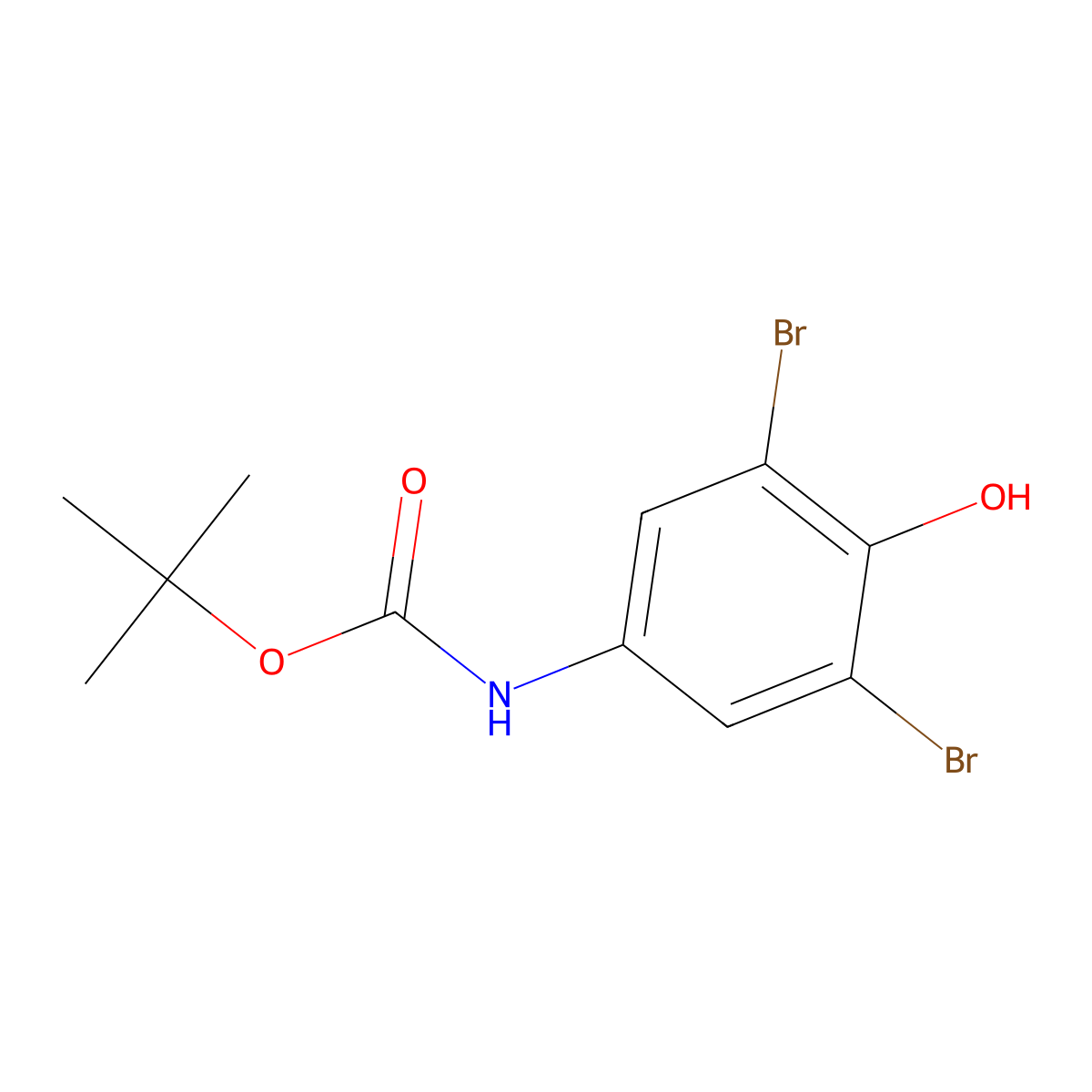 Tert-butyl (3,5-dibromo-4-hydroxyphenyl)carbamate molecular structure, CAS 1190622-22-0