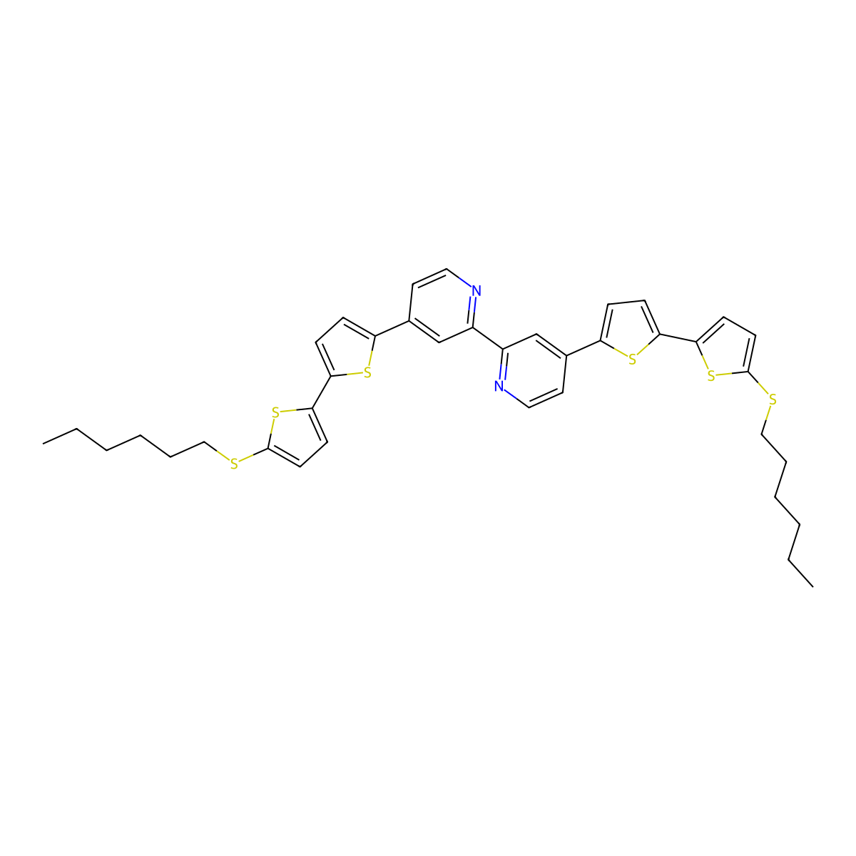 4,4'-Bis(5'-(hexylthio)-[2,2'-bithiophen]-5-yl)-2,2'-bipyridine molecular structure, CAS 1190631-38-9