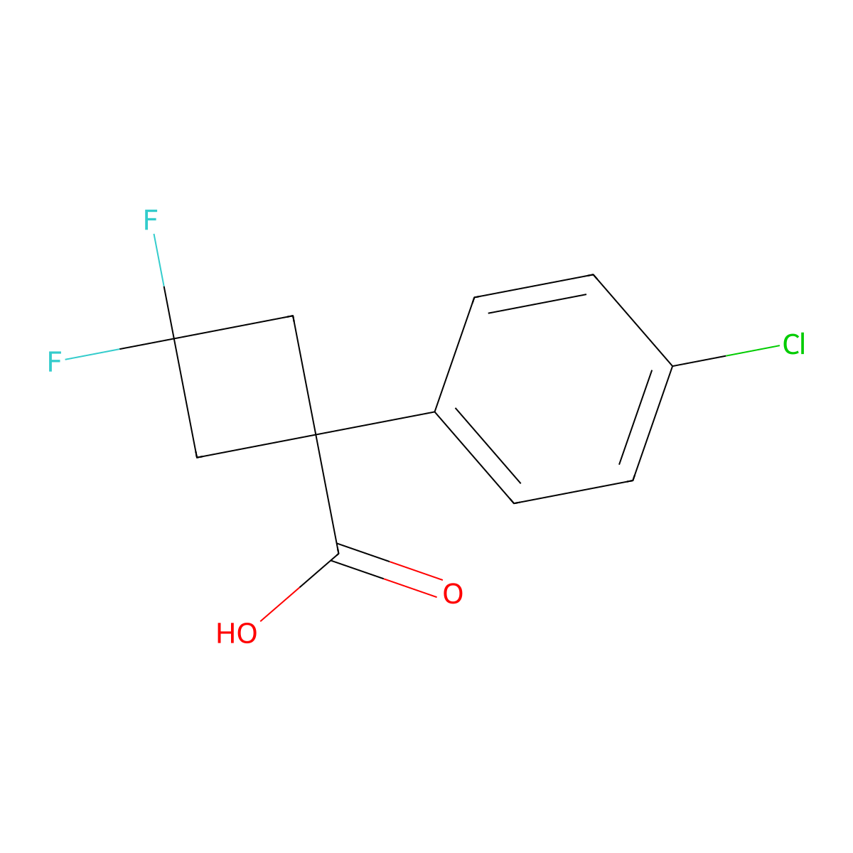 1-(4-Chlorophenyl)-3,3-difluorocyclobutane-1-carboxylic acid molecular structure, CAS 1190643-85-6