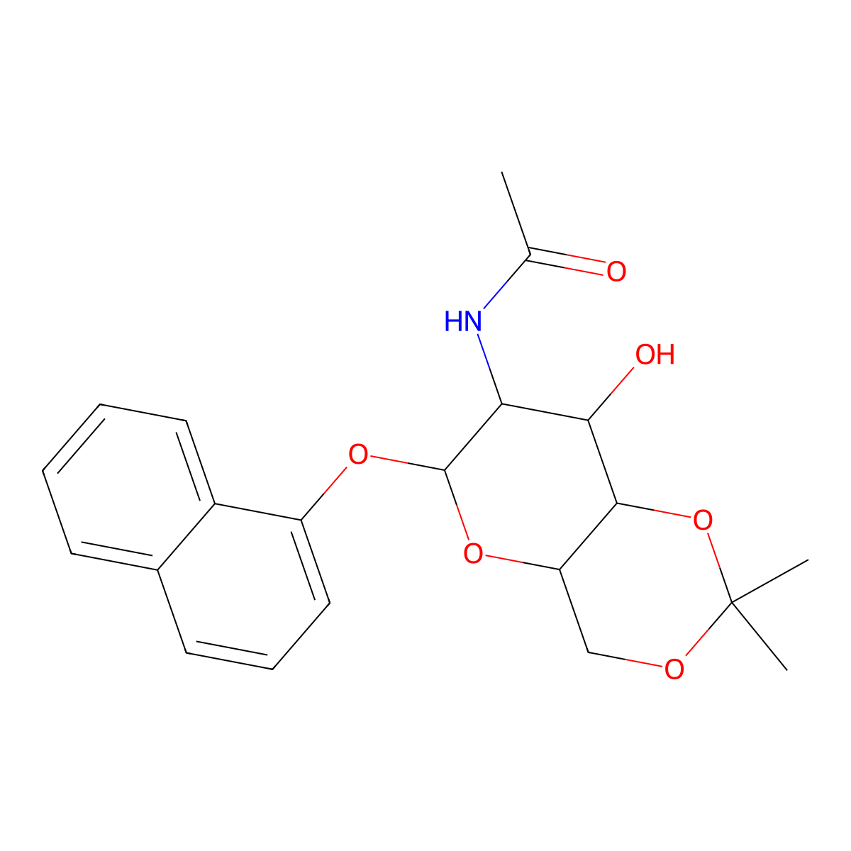 N-((4aR,6S,7R,8R,8aS)-8-hydroxy-2,2-dimethyl-6-(naphthalen-1-yloxy)hexahydropyrano[3,2-d][1,3]dioxin-7-yl)acetamide molecular structure, CAS 1190689-96-3
