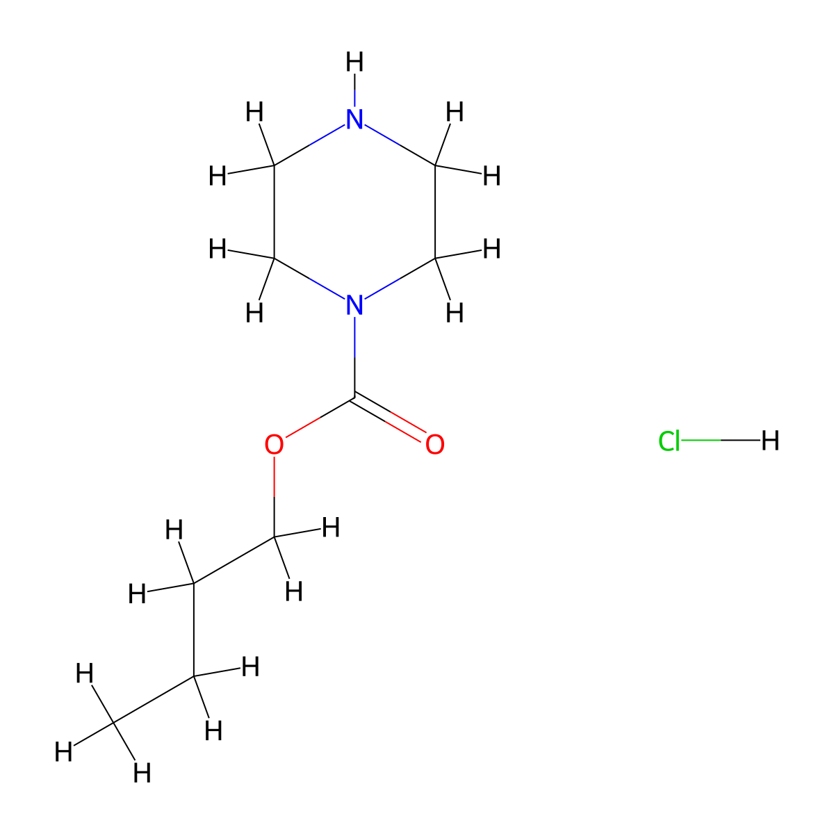 Butyl piperazine-1-carboxylate hydrochloride molecular structure, CAS 1190713-19-9