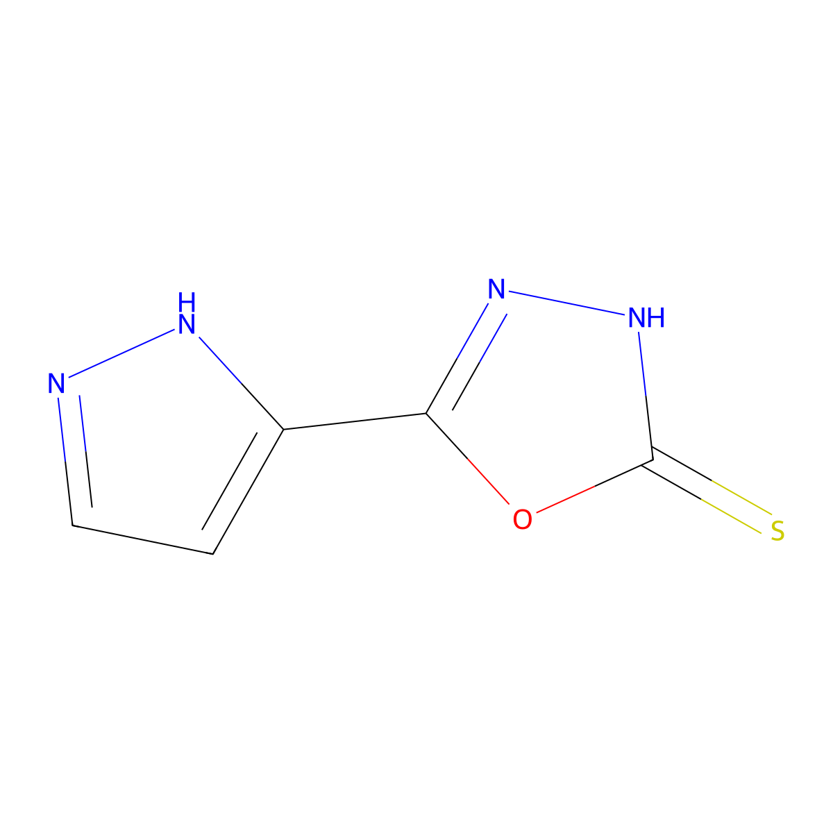 5-(1H-pyrazol-5-yl)-1,3,4-oxadiazole-2-thiol molecular structure, CAS 119073-82-4