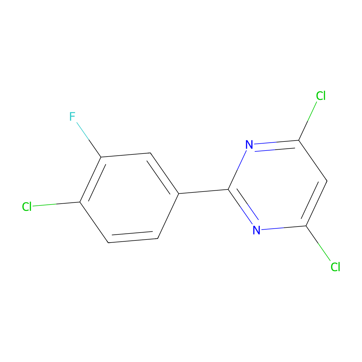 4,6-Dichloro-2-(4-chloro-3-fluorophenyl)pyrimidine molecular structure, CAS 1190735-18-2