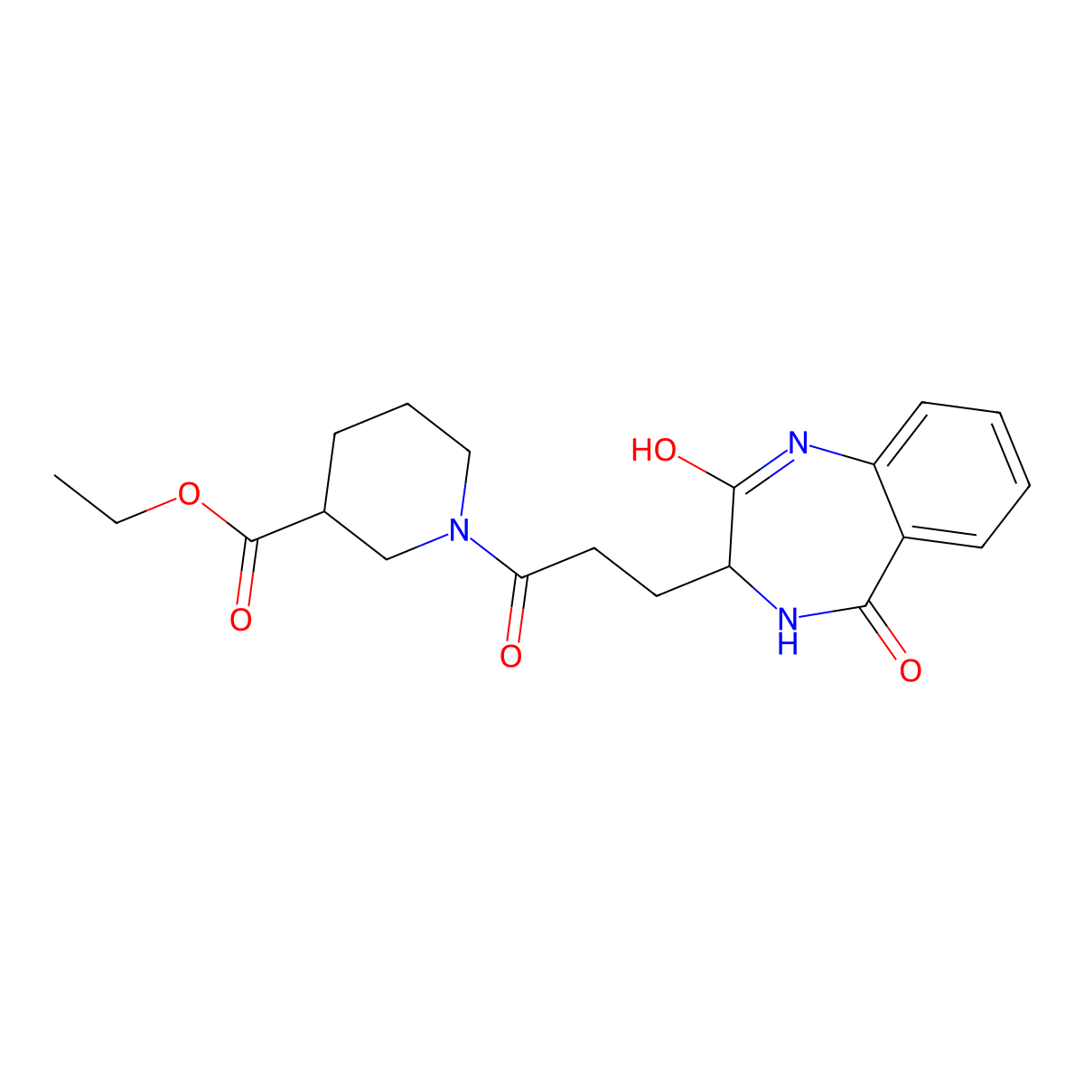 ethyl 1-[3-(2-hydroxy-5-oxo-4,5-dihydro-3H-1,4-benzodiazepin-3-yl)propanoyl]piperidine-3-carboxylate molecular structure, CAS 1190758-29-2