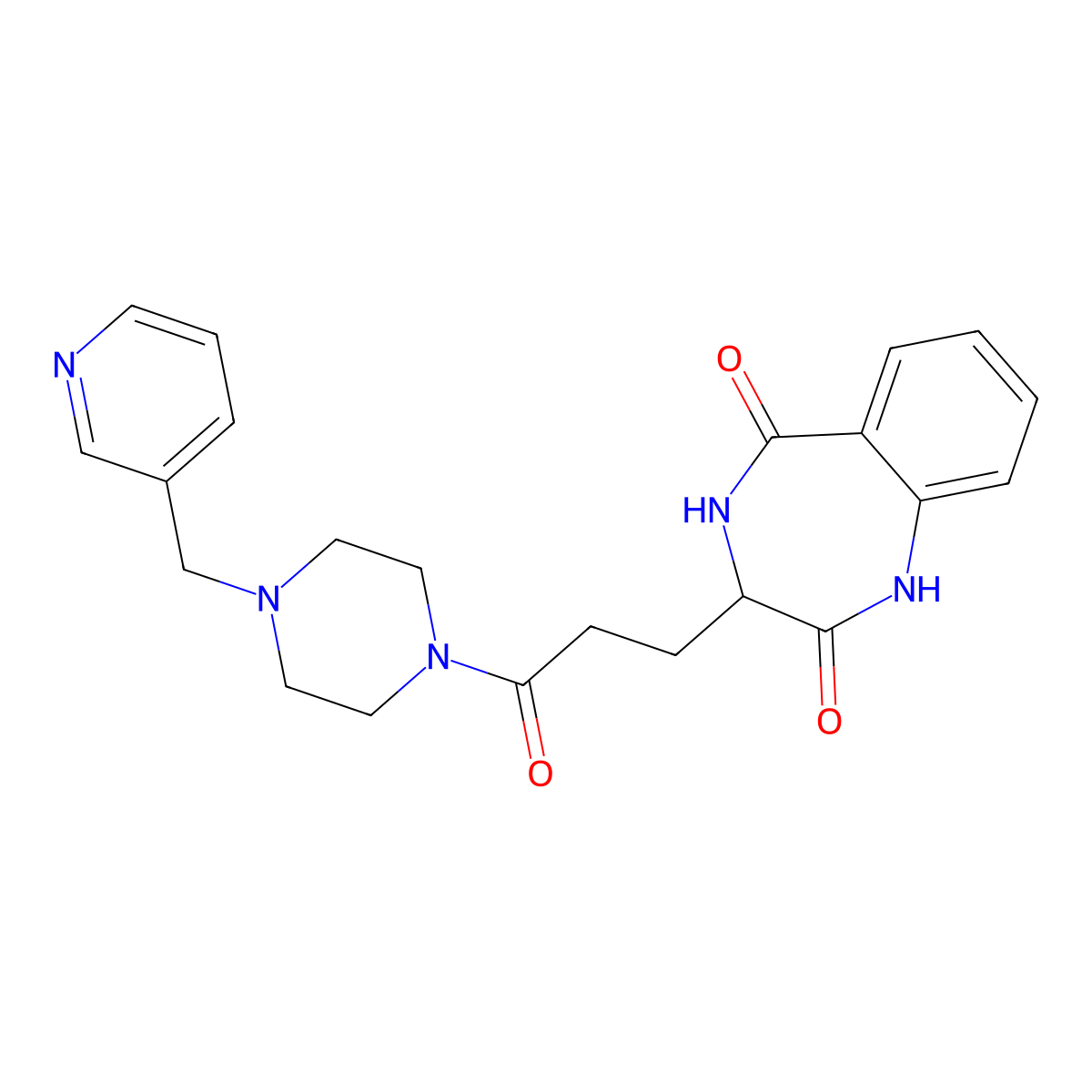 3-(3-oxo-3-(4-(pyridin-3-ylmethyl)piperazin-1-yl)propyl)-3,4-dihydro-1H-benzo[e][1,4]diazepine-2,5-dione molecular structure, CAS 1190759-77-3