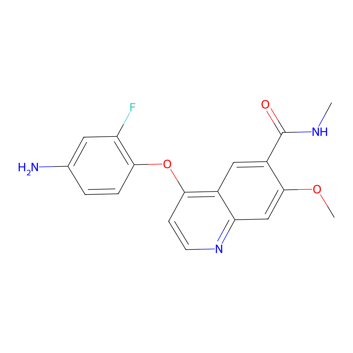 4-(4-amino-2-fluorophenoxy)-7-methoxy-N-methylquinoline-6-carboxamide molecular structure, CAS 1190837-13-8