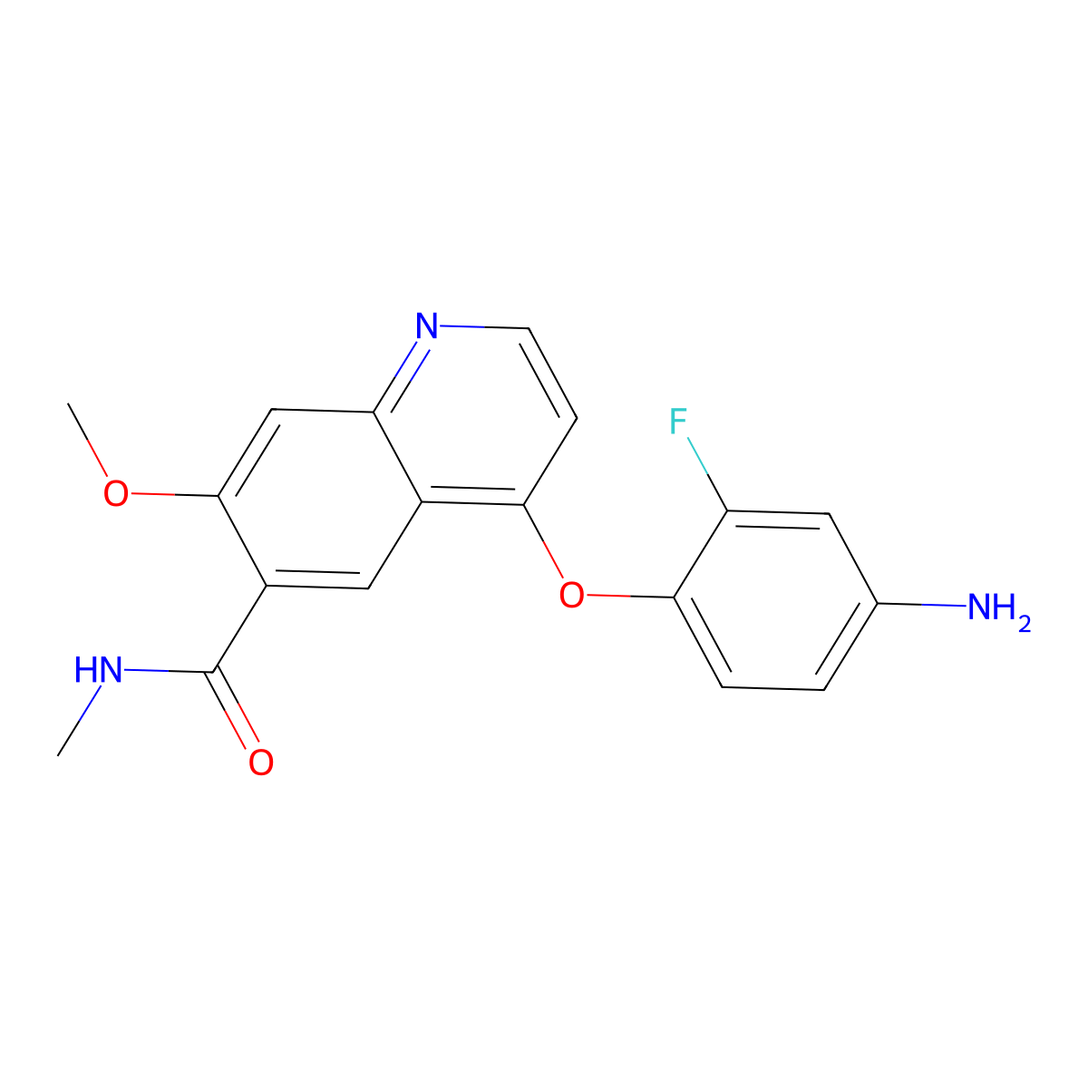 4-(4-amino-2-fluorophenoxy)-7-methoxy-N-methylquinoline-6-carboxamide molecular structure, CAS 1190837-13-8