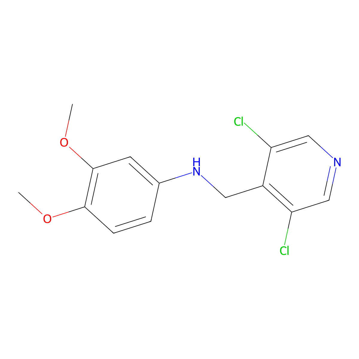 N-((3,5-dichloropyridin-4-yl)methyl)-3,4-dimethoxybenzenamine molecular structure, CAS 1190839-68-9