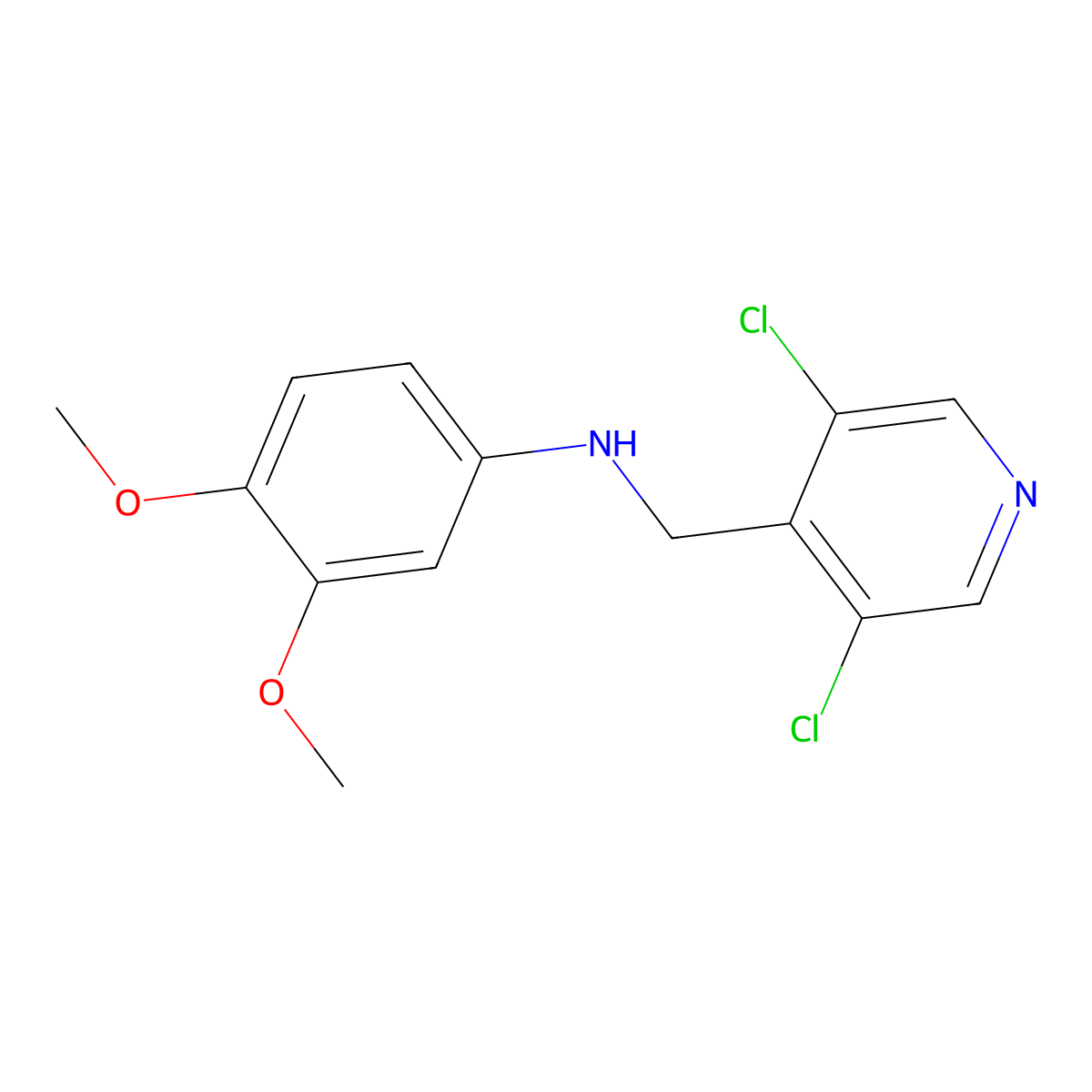 N-((3,5-dichloropyridin-4-yl)methyl)-3,4-dimethoxybenzenamine molecular structure, CAS 1190839-68-9