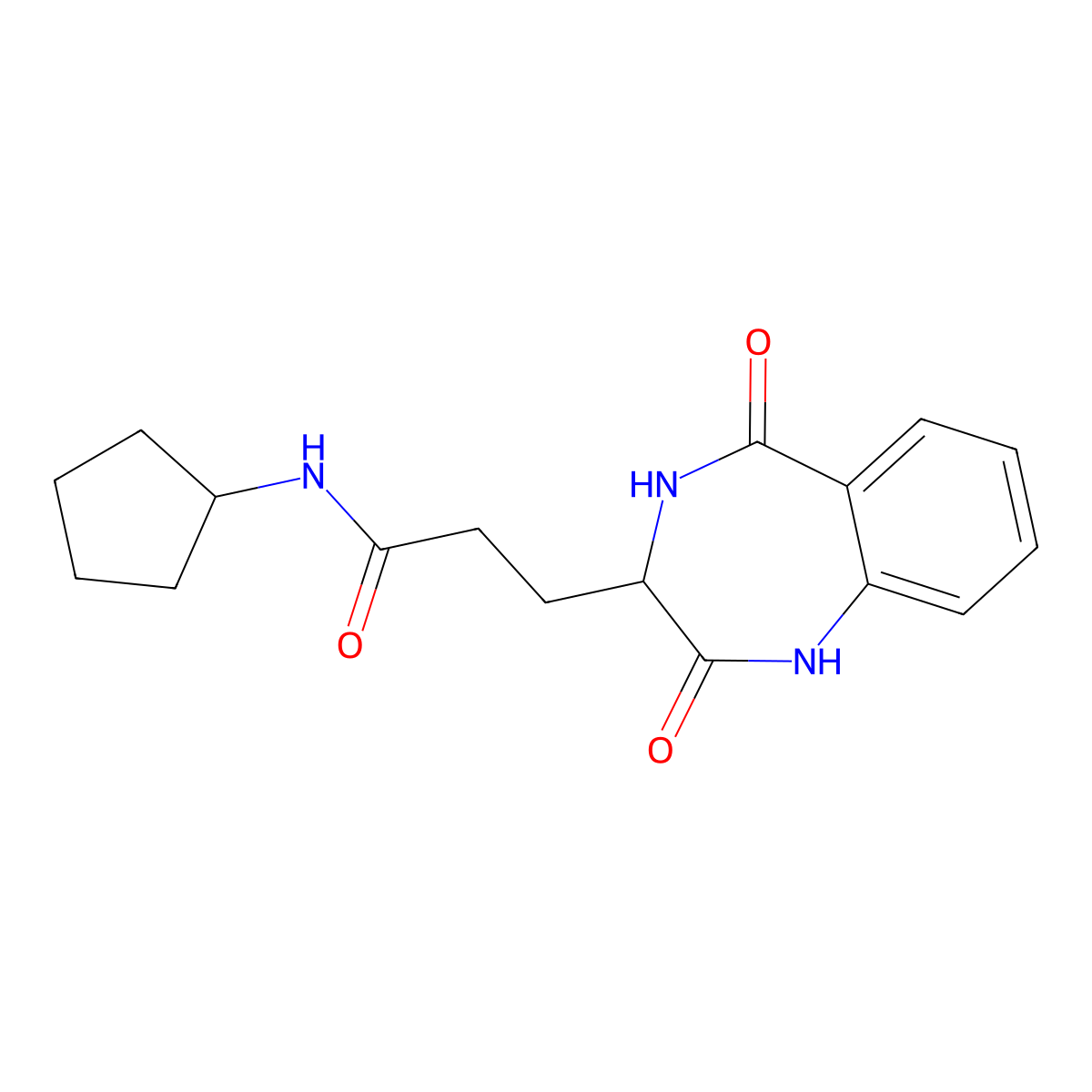 N-cyclopentyl-3-(2-hydroxy-5-oxo-4,5-dihydro-3H-1,4-benzodiazepin-3-yl)propanamide molecular structure, CAS 1190844-22-4