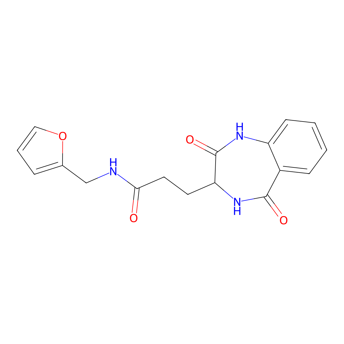 3-(2,5-dioxo-3,4-dihydro-1H-1,4-benzodiazepin-3-yl)-N-(furan-2-ylmethyl)propanamide molecular structure, CAS 1190844-68-8