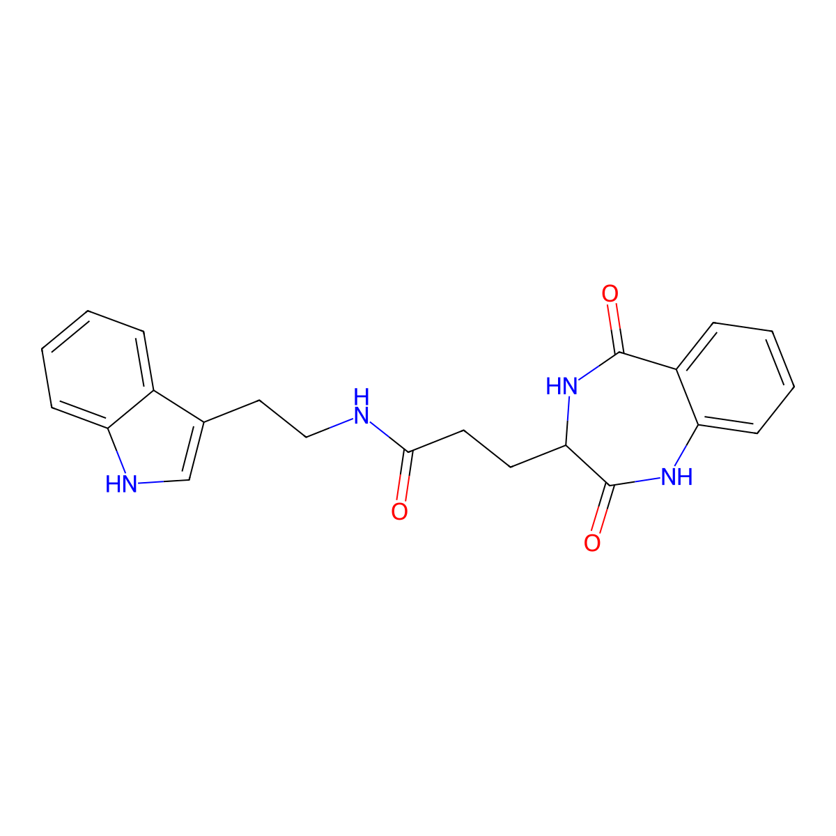 3-(2,5-dioxo-2,3,4,5-tetrahydro-1H-1,4-benzodiazepin-3-yl)-N-[2-(1H-indol-3-yl)ethyl]propanamide molecular structure, CAS 1190845-08-9