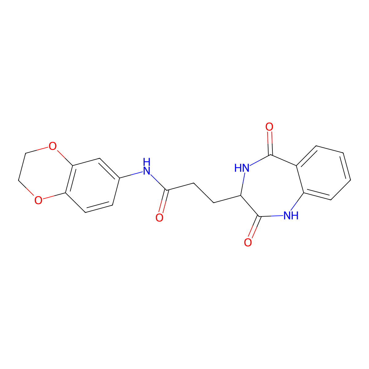 N-(2,3-dihydro-1,4-benzodioxin-6-yl)-3-(2-hydroxy-5-oxo-4,5-dihydro-3H-1,4-benzodiazepin-3-yl)propanamide molecular structure, CAS 1190849-03-6