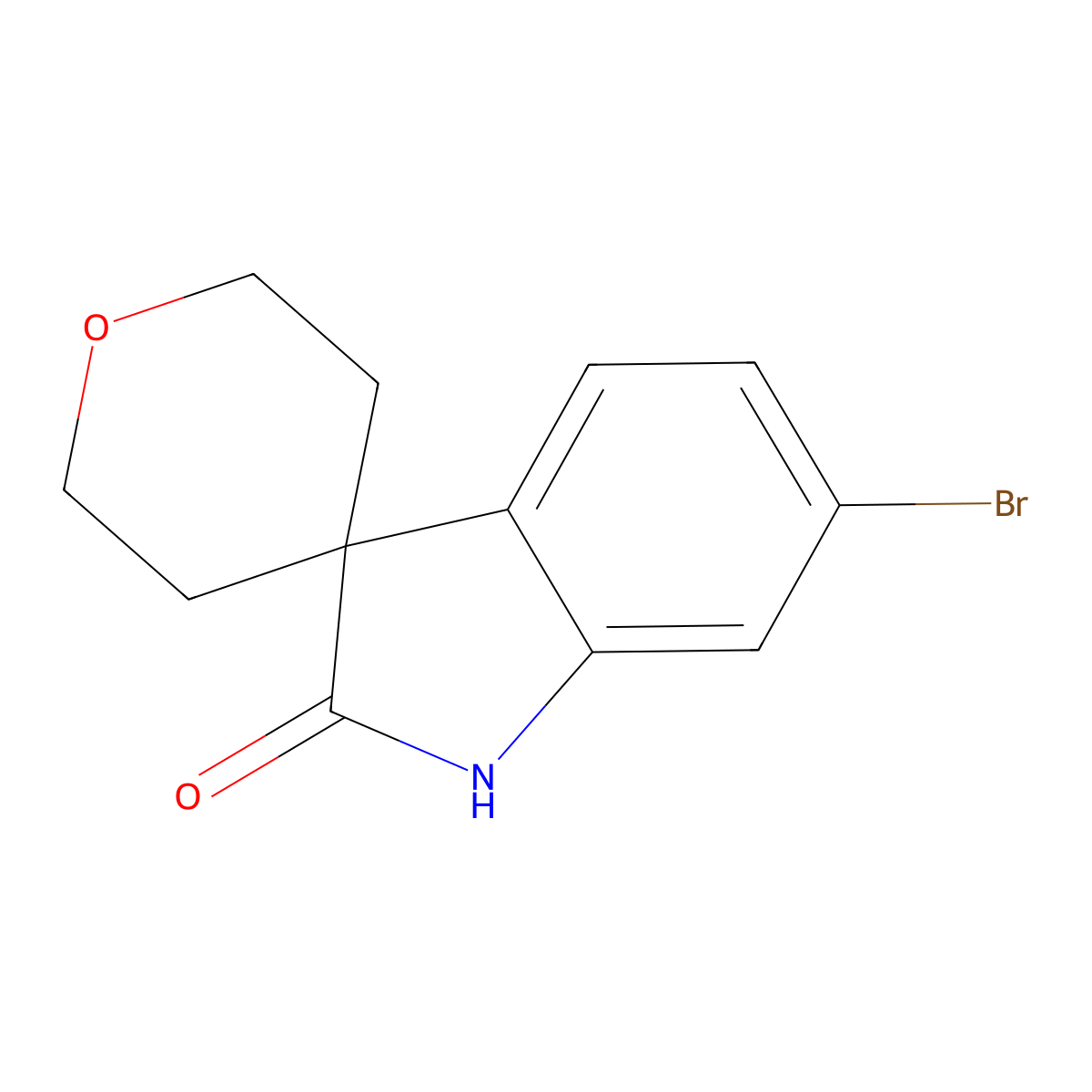 6-Bromo-1,2-dihydrospiro[indole-3,4'-oxane]-2-one molecular structure, CAS 1190861-43-8