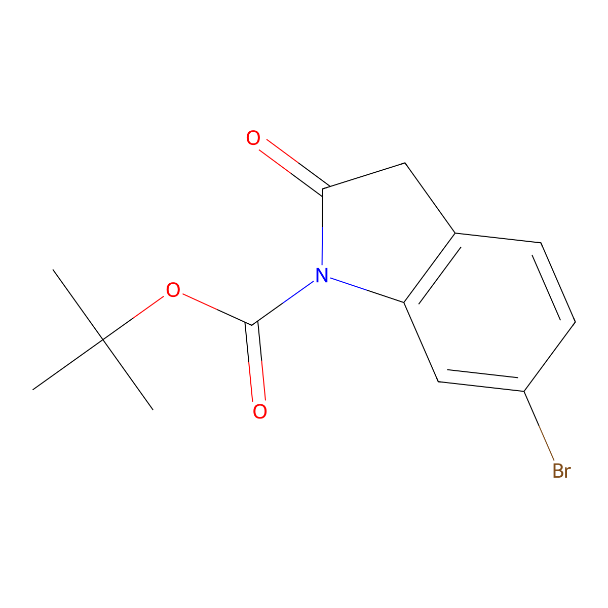Tert-butyl 6-bromo-2-oxoindoline-1-carboxylate molecular structure, CAS 1190861-45-0