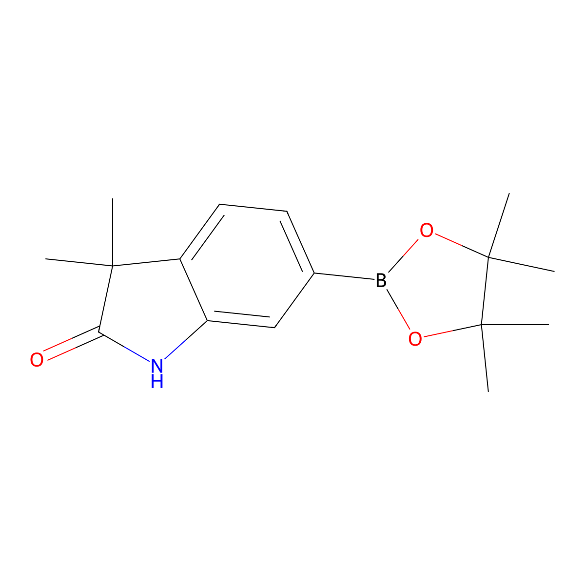 3,3-Dimethyl-6-(4,4,5,5-tetramethyl-1,3,2-dioxaborolan-2-yl)indolin-2-one molecular structure, CAS 1190861-74-5