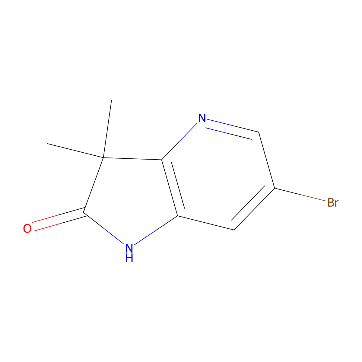 6-Bromo-3,3-dimethyl-1H,2H,3H-pyrrolo[3,2-b]pyridin-2-one molecular structure, CAS 1190862-33-9