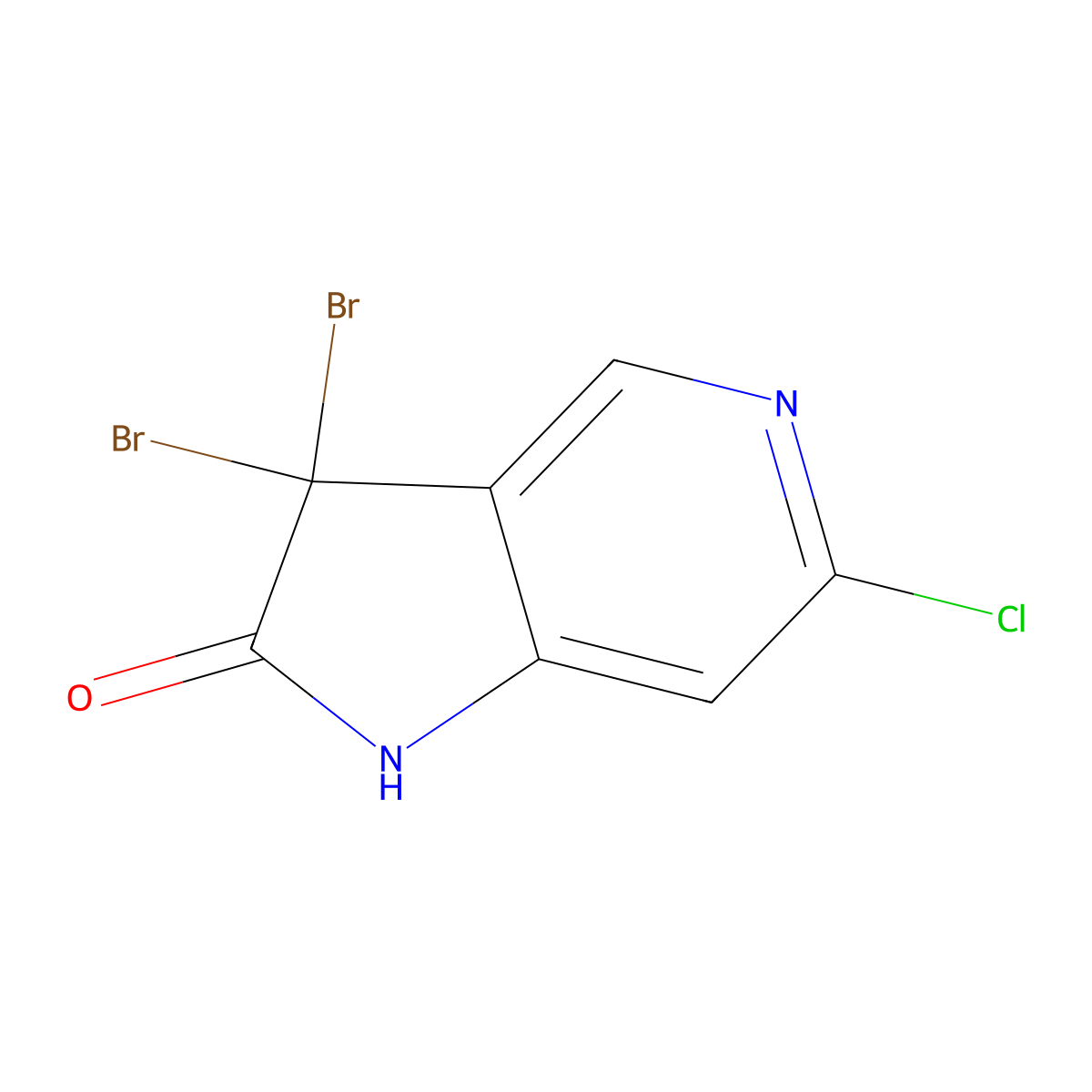 3,3-dibromo-6-chloro-1H,2H,3H-pyrrolo(3,2-c)pyridin-2-one molecular structure, CAS 1190862-39-5